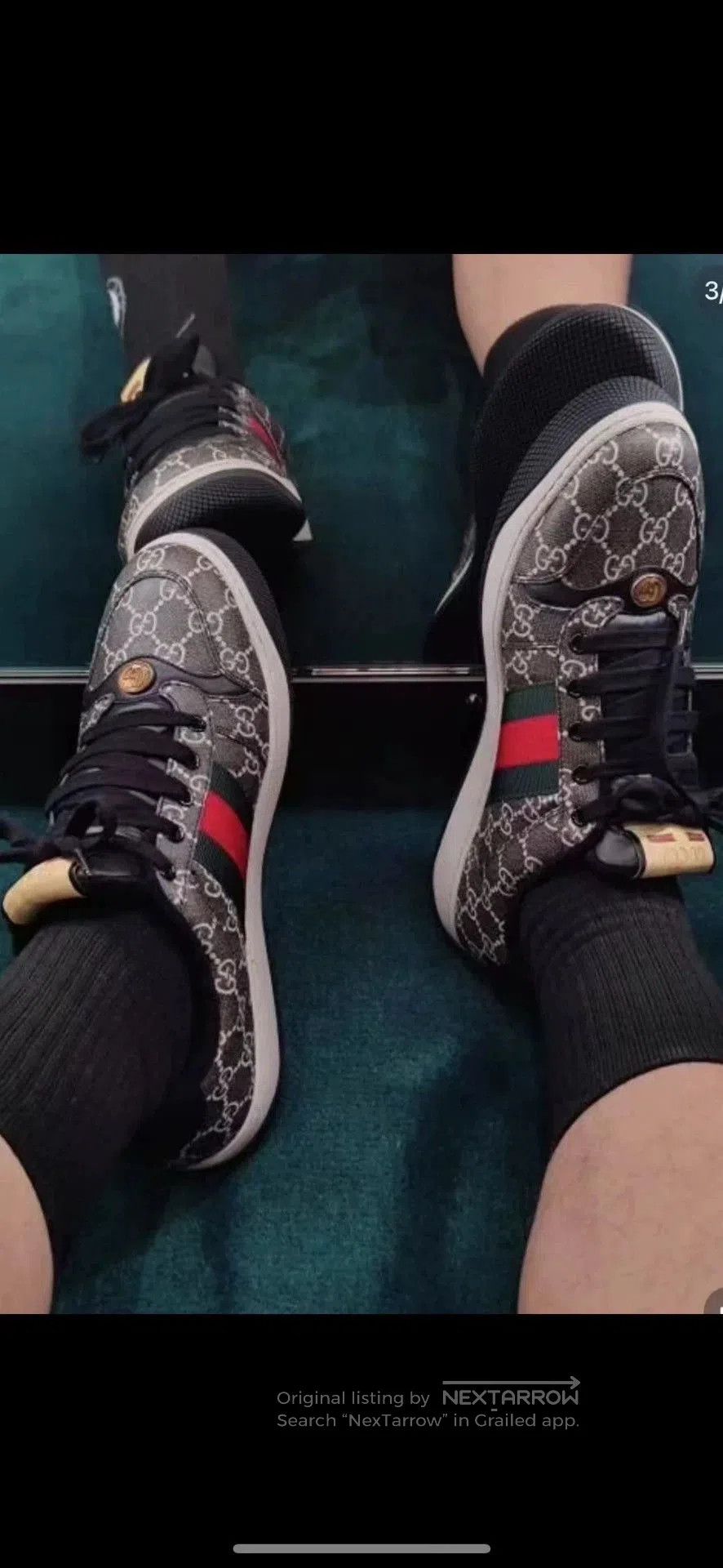 Gucci gucci men's black gray low-top screener sneakers. Size US 8.5 / EU 41-42 - 9 Thumbnail
