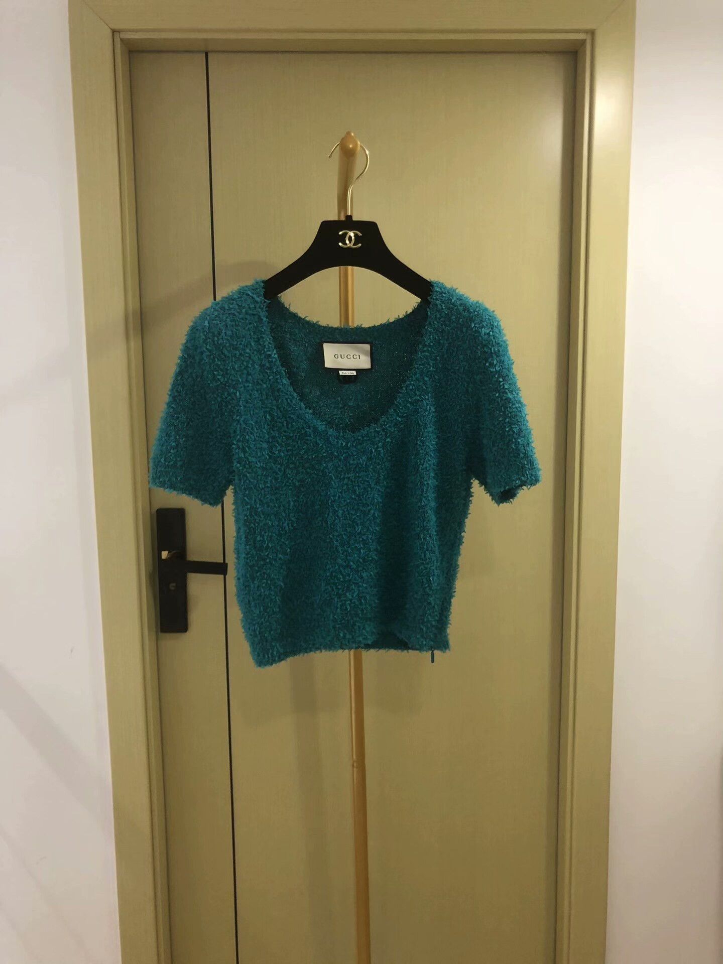 Gucci Gucci Aqua Blue Short Sleeve Knit Top Size M / US 6-8 / IT 42-44 - 1 Thumbnail