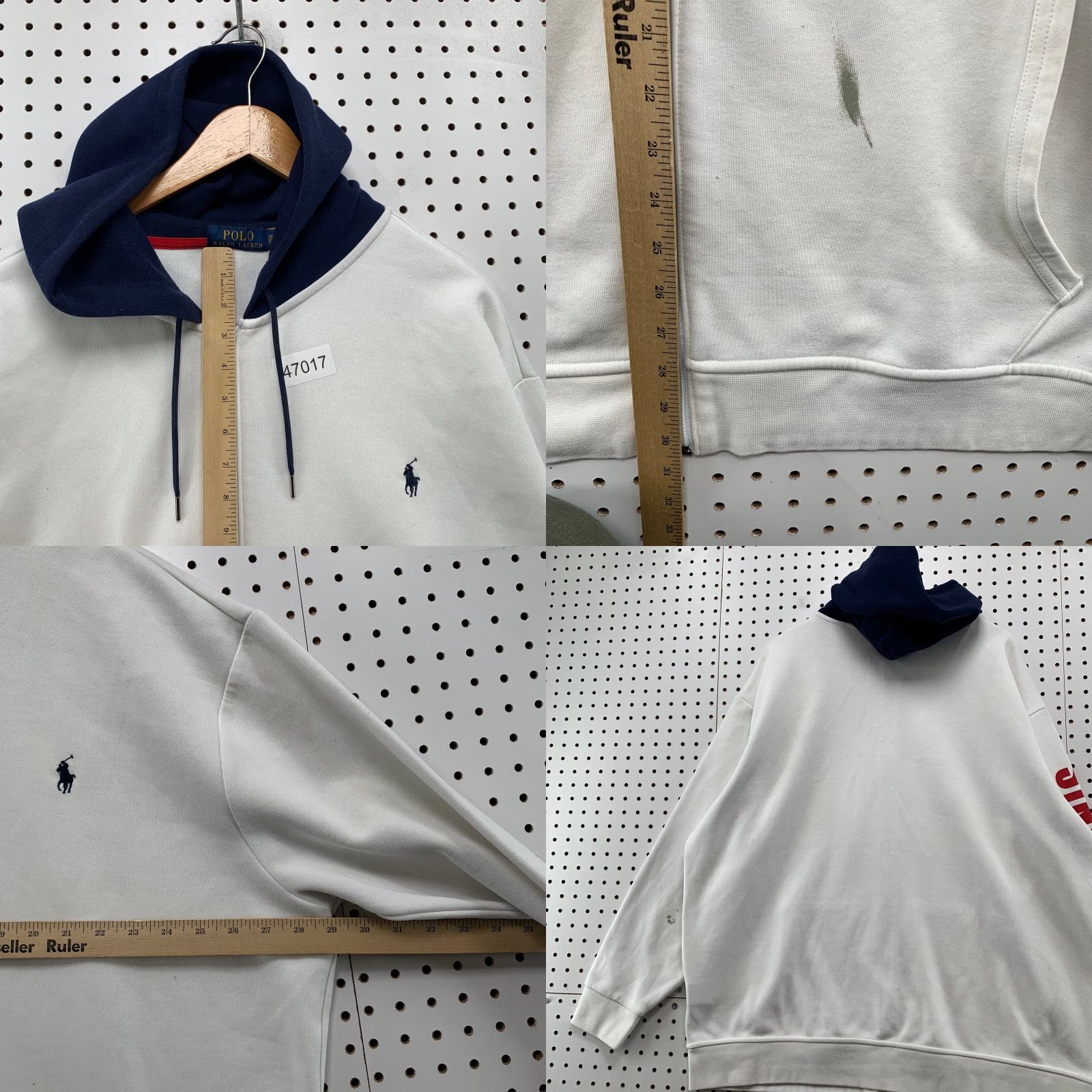 Polo Ralph Lauren Polo Ralph Lauren Tennis Hoodie Sweatshirt Mens XL White Blue Distressed Size US XL / EU 56 / 4 - 9 Thumbnail