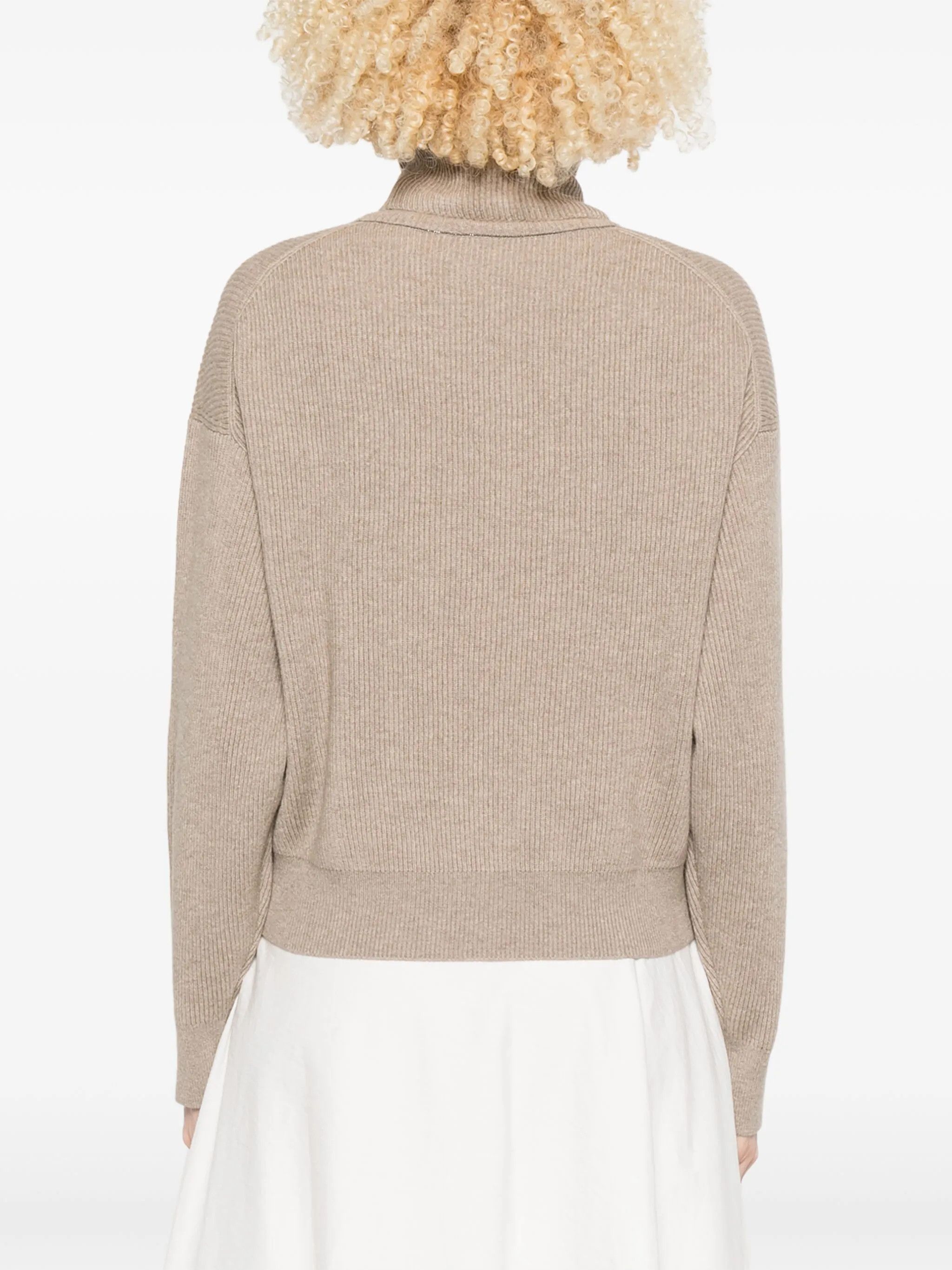 Brunello Cucinelli o1y0825 Turtleneck Sweater in Beige Size S / US 4 / IT 40 - 4 Thumbnail