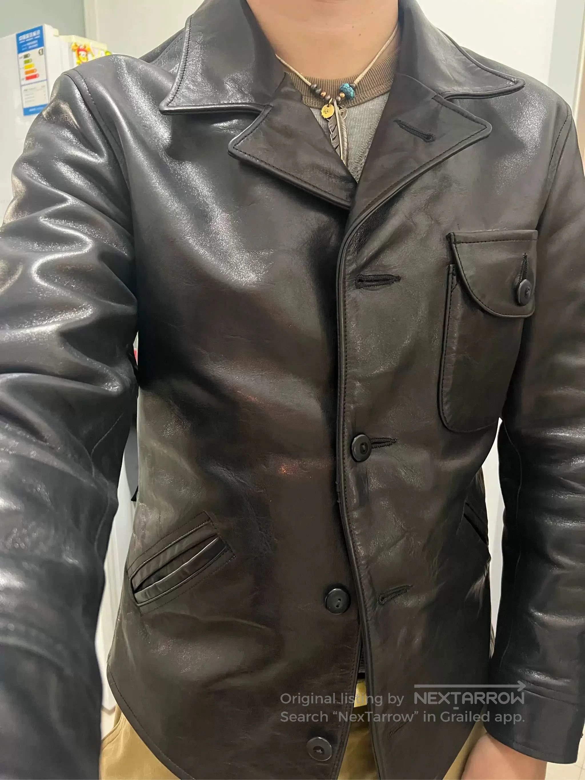 Japanese Brand Black Leather Work Jacket Size M. Size US M / EU 48-50 / 2 - 2 Thumbnail
