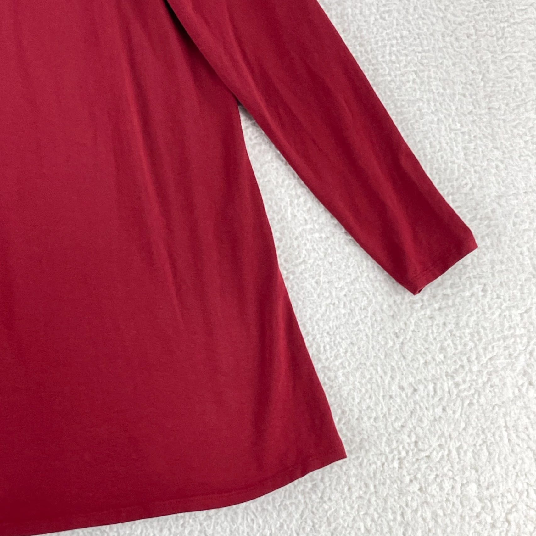 Eileen Fisher Eileen Fisher Tunic Shirt Womens Small Red Long Sleeve Tencel Lyocell Stretch Size S / US 4 / IT 40 - 3 Thumbnail