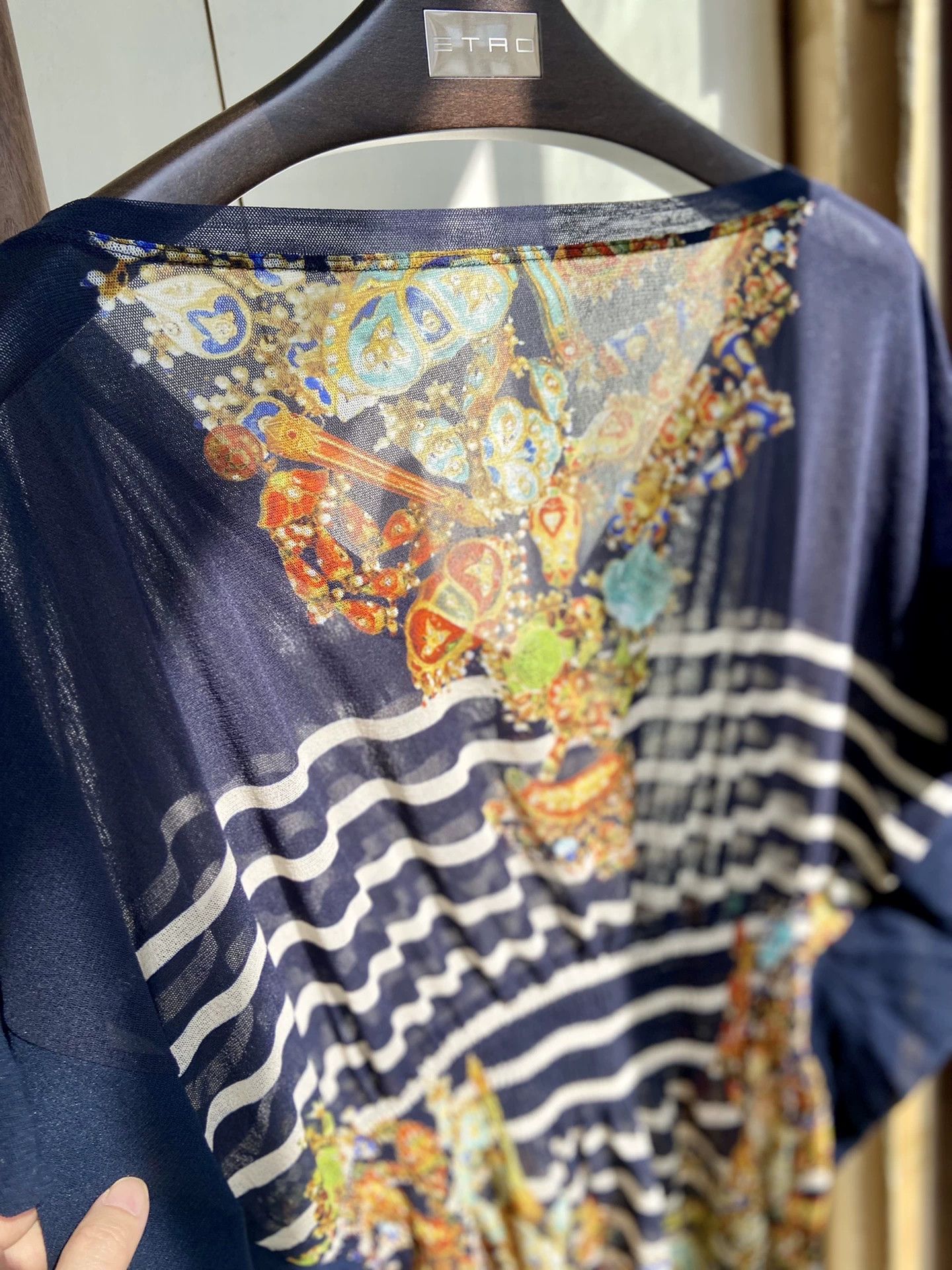 Jean Paul Gaultier JPG Batwing Tulle Top Off-Shoulder V-Back Jewelry-Print M Size M / US 6-8 / IT 42-44 - 8 Thumbnail