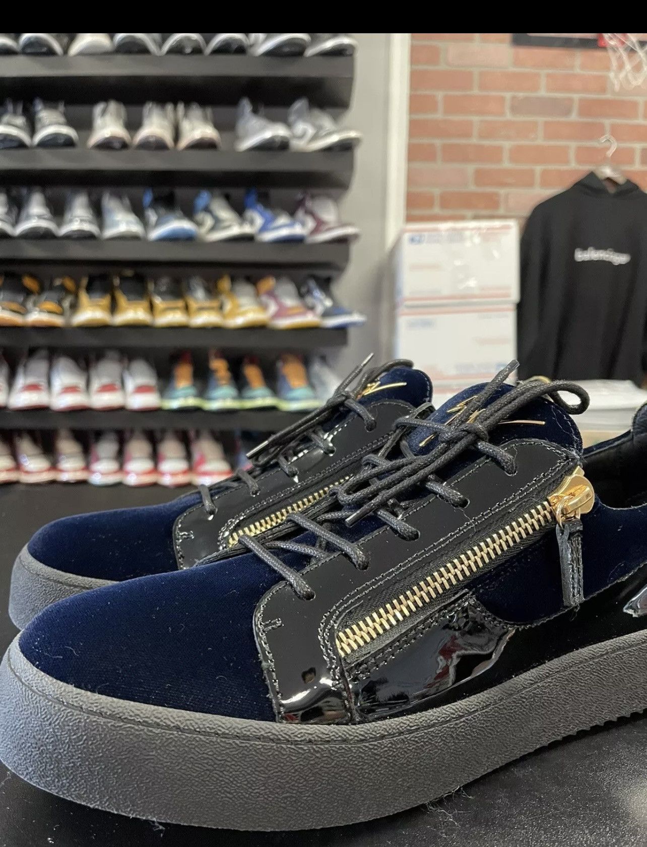 Giuseppe Zanotti Size 12 - Giuseppe Zanotti Men’s Frankie" Blue Velvet Black Size US 12 / EU 45 - 7 Thumbnail