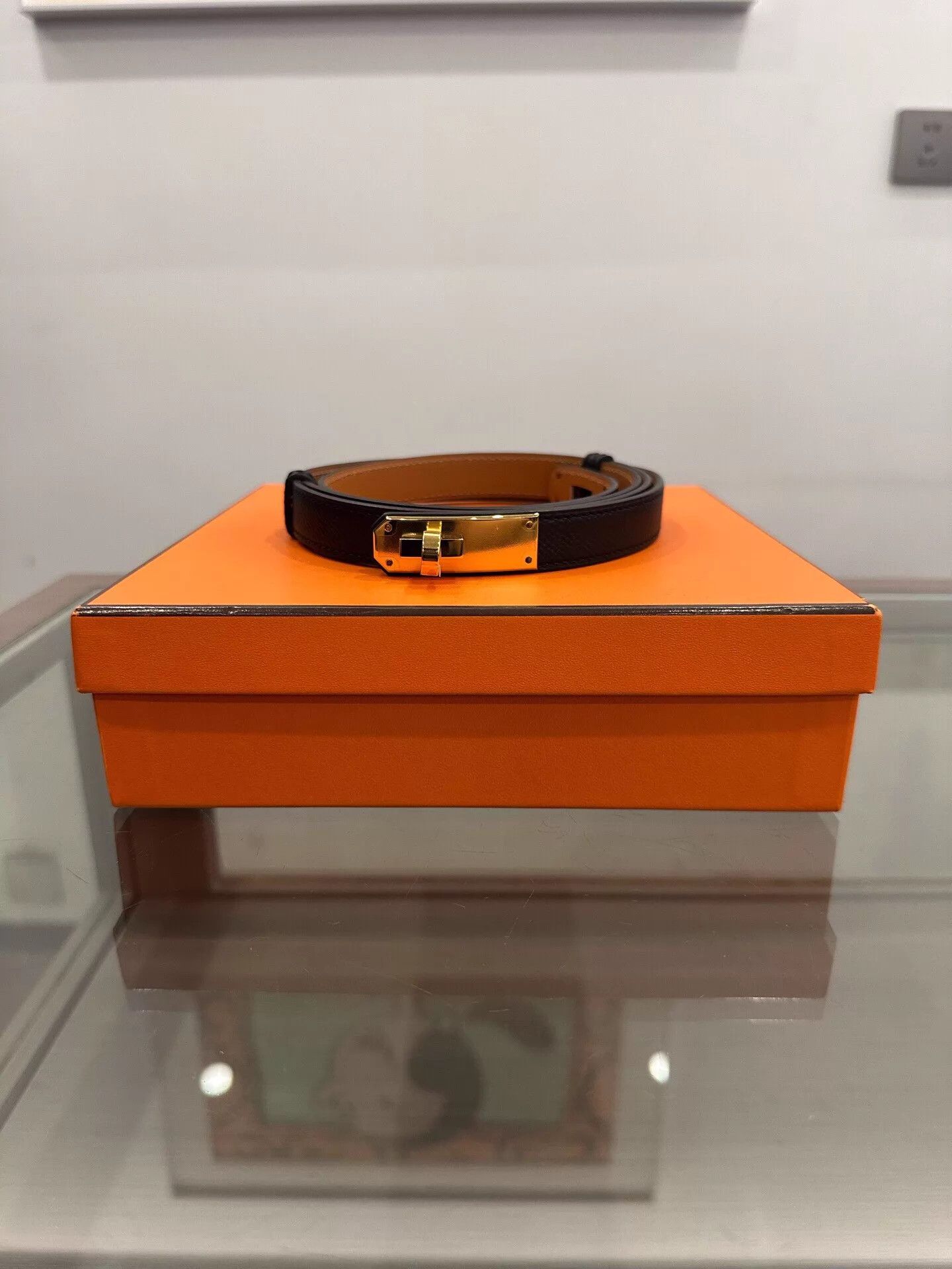 Hermes Hermes Kelly Belt 1.8cm Black Gold Buckle C Stamp Size ONE SIZE - 1 Thumbnail