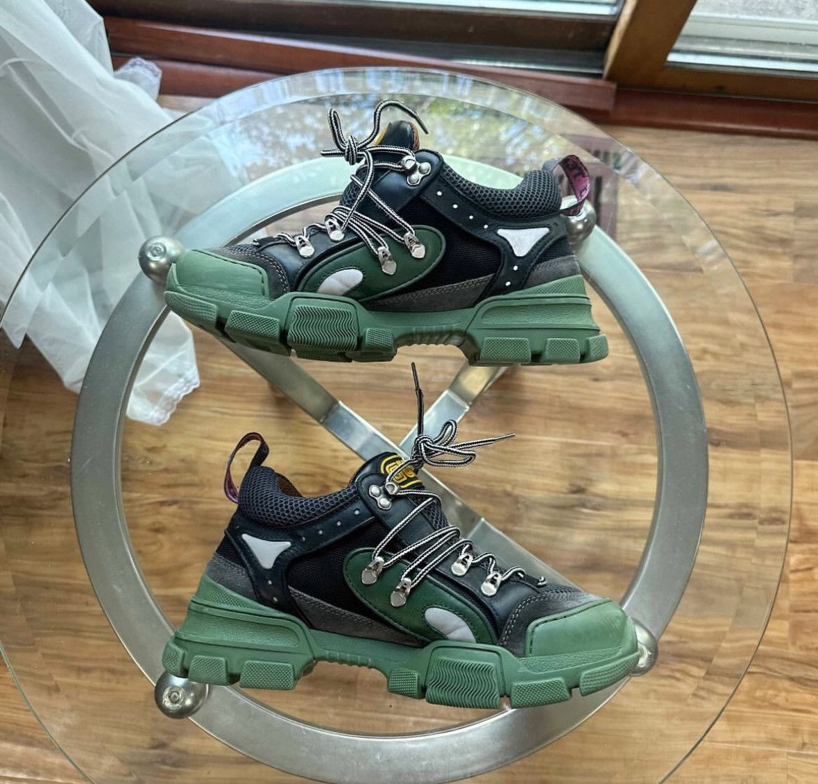 Gucci Flashtrek Low Green Black Designer Size 7.5 US Men’s