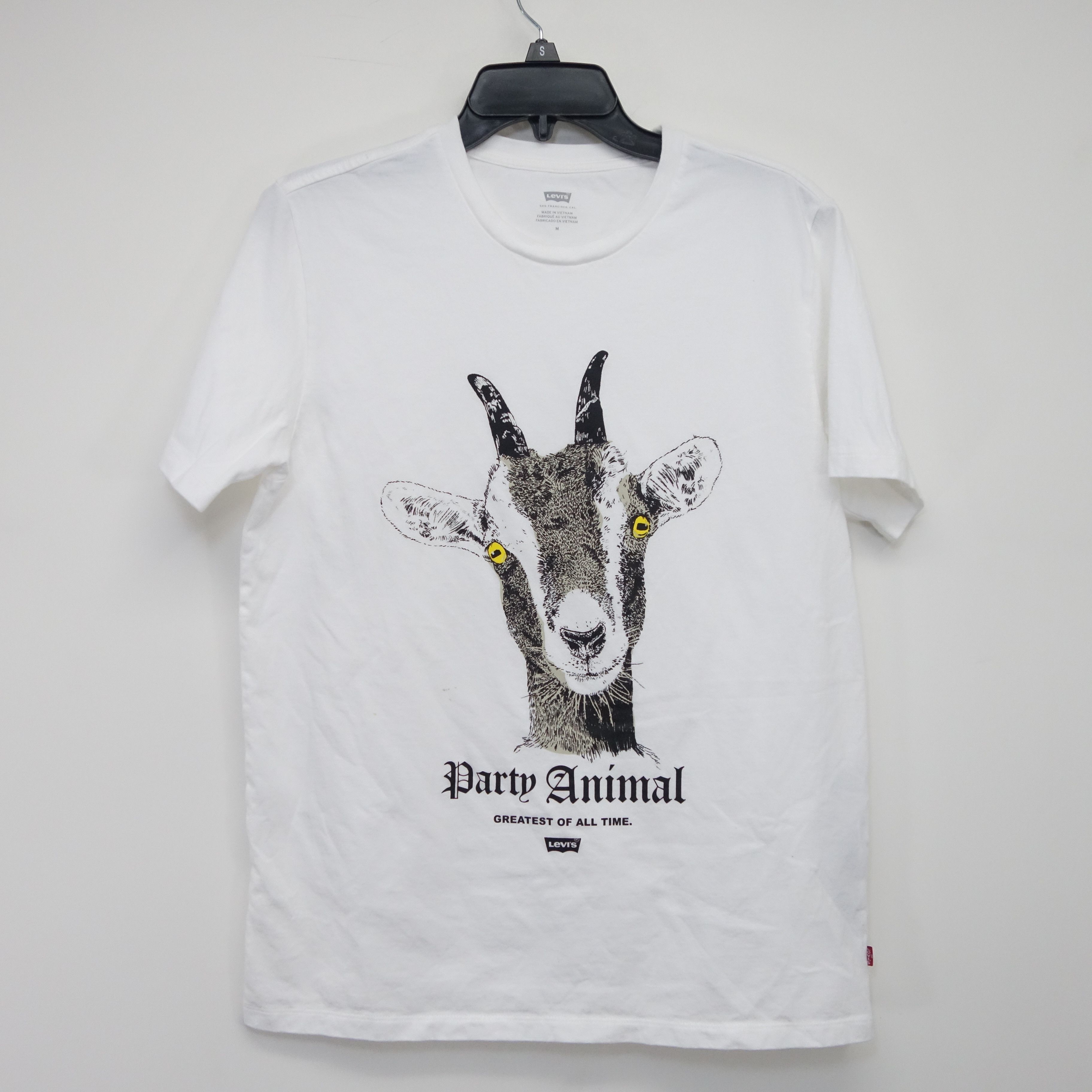 image of Levis x Vintage The Goat Party Animal Logo Tee T-Shirt Short Sleeve Logo M in White (Size Medium)