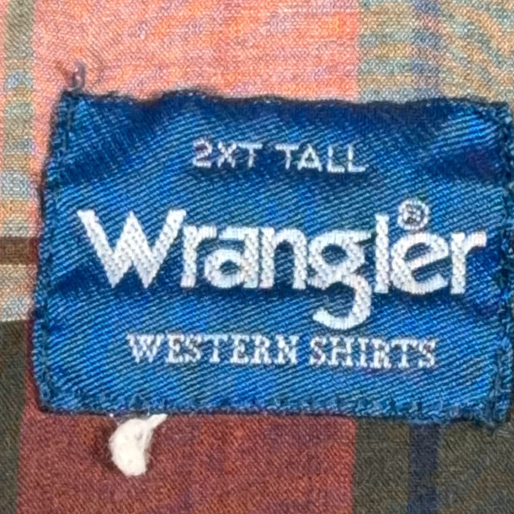 Wrangler VINTAGE Wrangler Western Shirt 2XLT Adult Plaid Brown Black Pearl Snap 90s Cowboy Shirt Mens Size US XXL / EU 58 / 5 - 6 Thumbnail