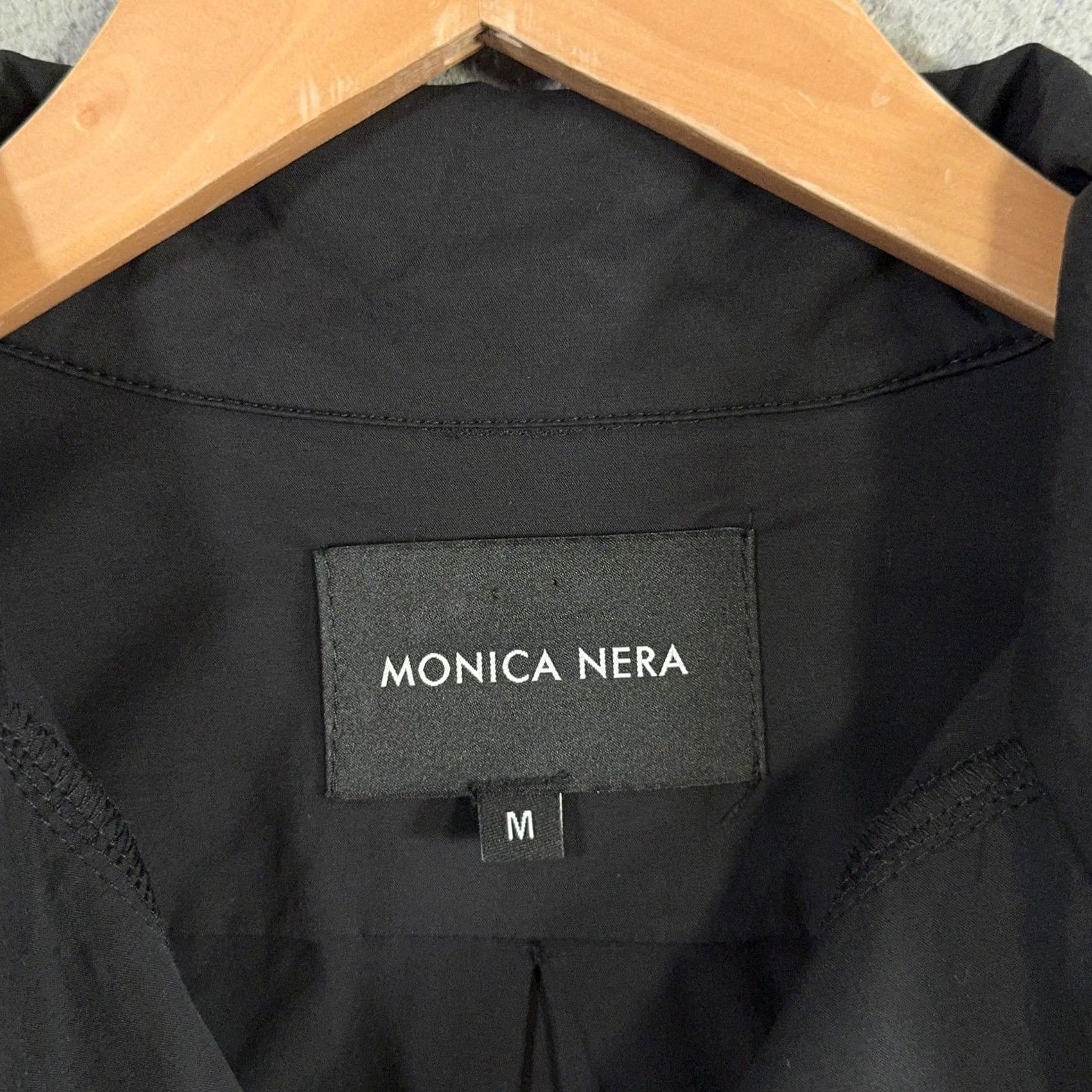 Bell VINTAGE Monica Nera Shirt Dress Medium Black Bow Tie Bell Sleeve Casual Mini Poland Size M / US 6-8 / IT 42-44 - 2 Thumbnail