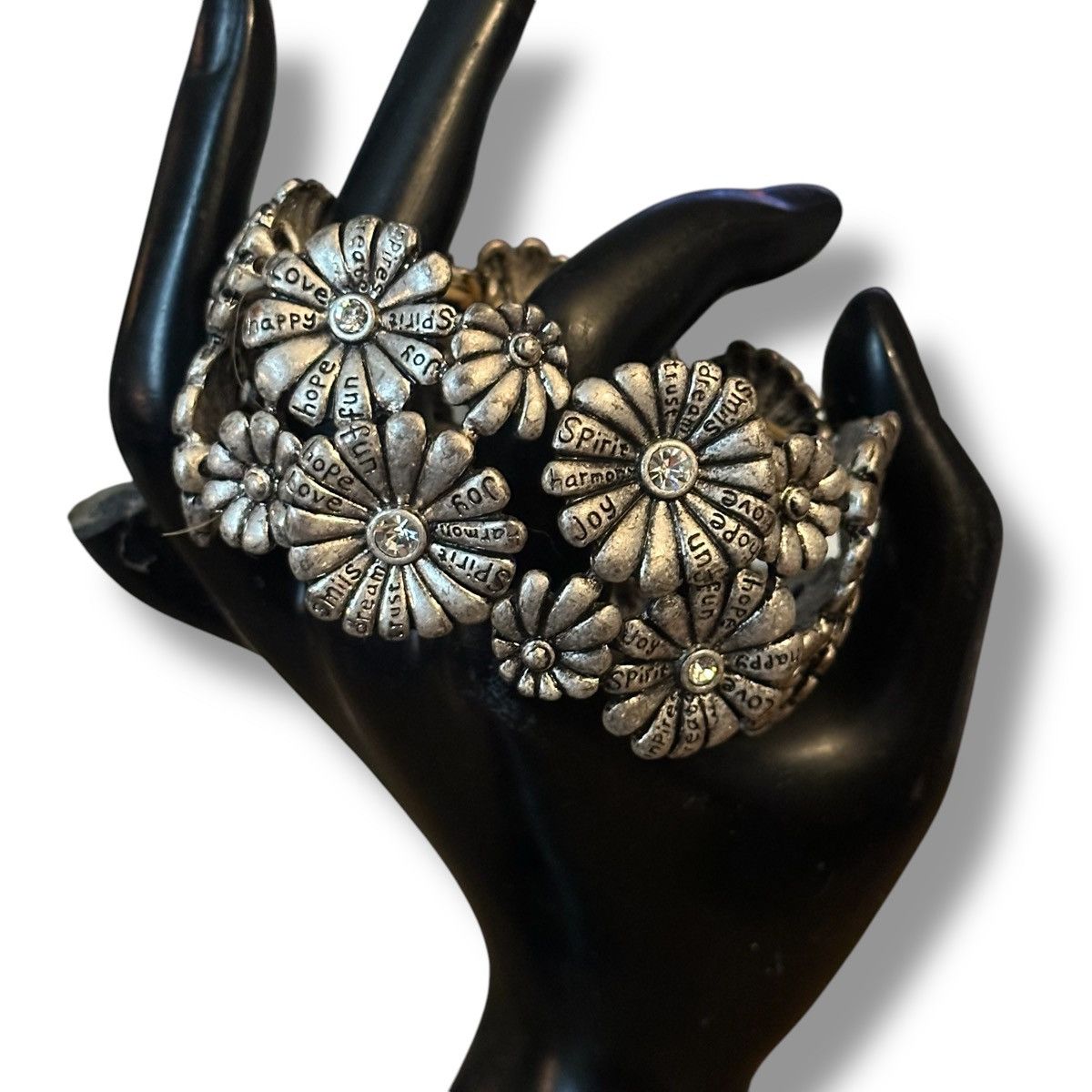 Other Silver tone inspirational flower stretch bracelet Size ONE SIZE - 2 Thumbnail