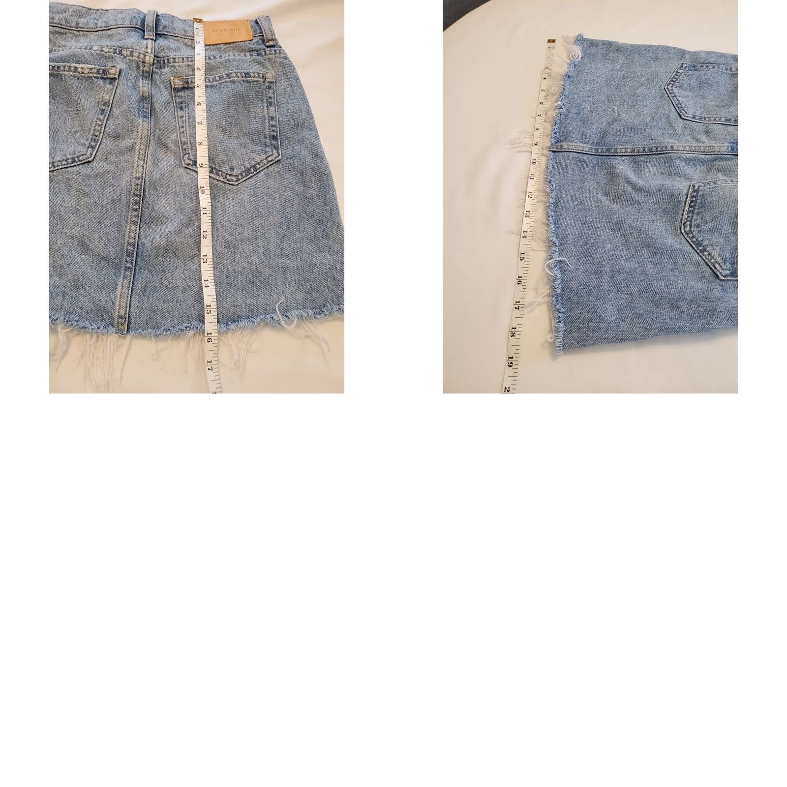 Everlane Everlane Denim Mini Skirt Size 23 Small Light Wash Distressed Reconstructed Rock Size 40" / US 18 - 8 Thumbnail