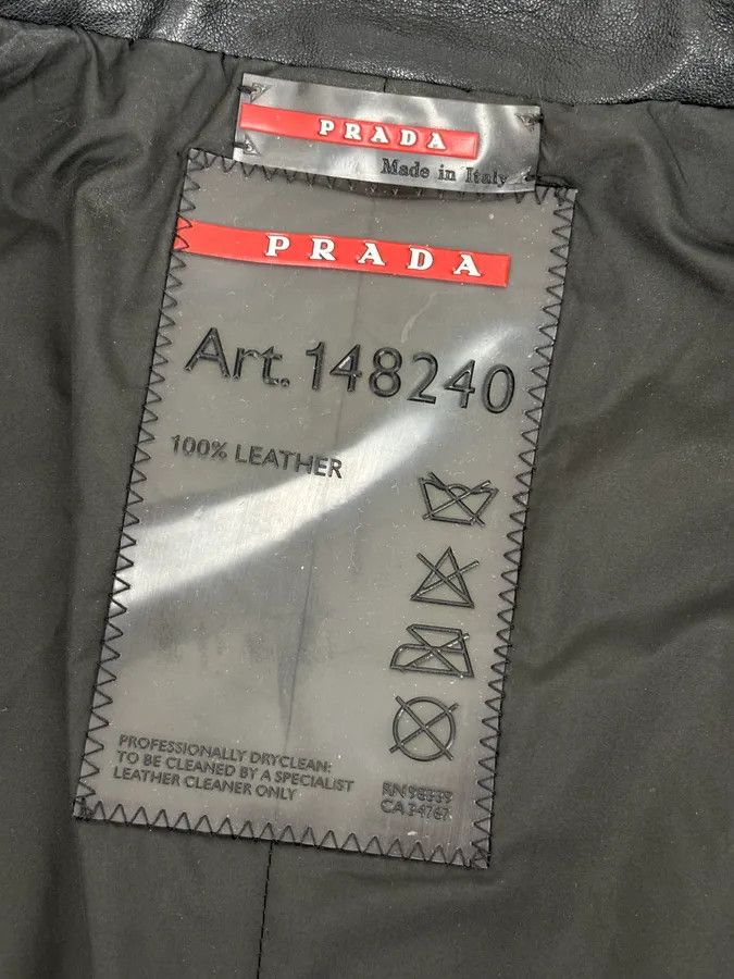 Prada 2000s Prada Black Biker Ribbed Sleeves Leather Jacket Size M / US 6-8 / IT 42-44 - 10 Thumbnail
