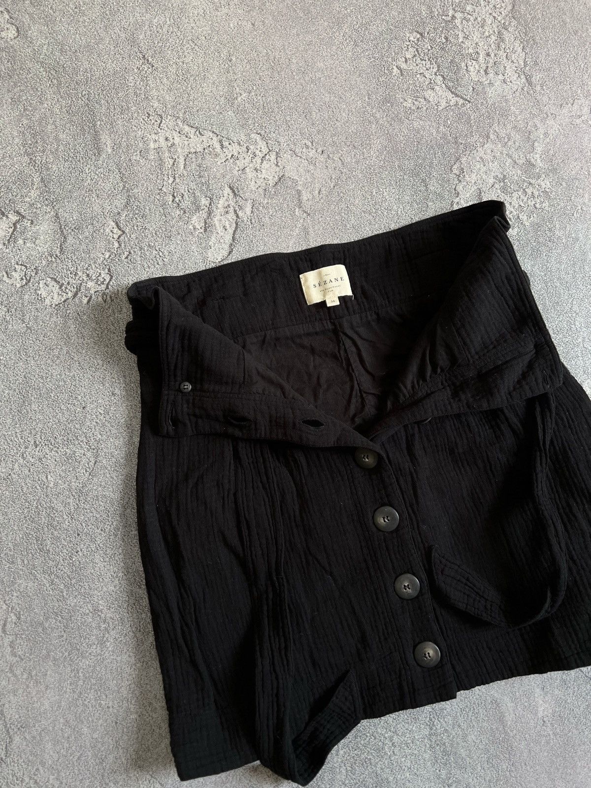 Sezane Sezane Hayda Skirt Gauze Mini Button Front High Black Sz 34 Size 24" / US 00 / IT 34 - 3 Thumbnail
