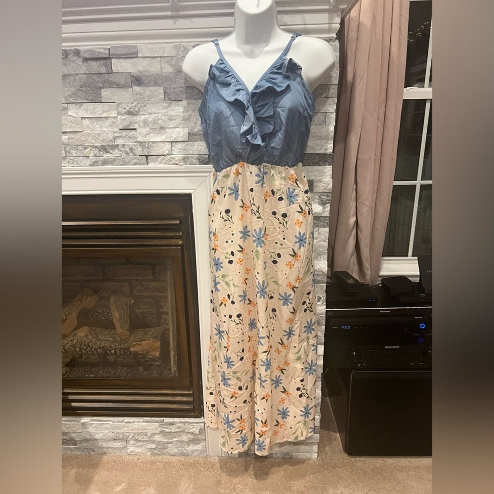 & Other Stories Chicmatchy Blue & Cream Floral Maxi Dress | Size Small Size 28" / US 6 / IT 42 - 4 Thumbnail