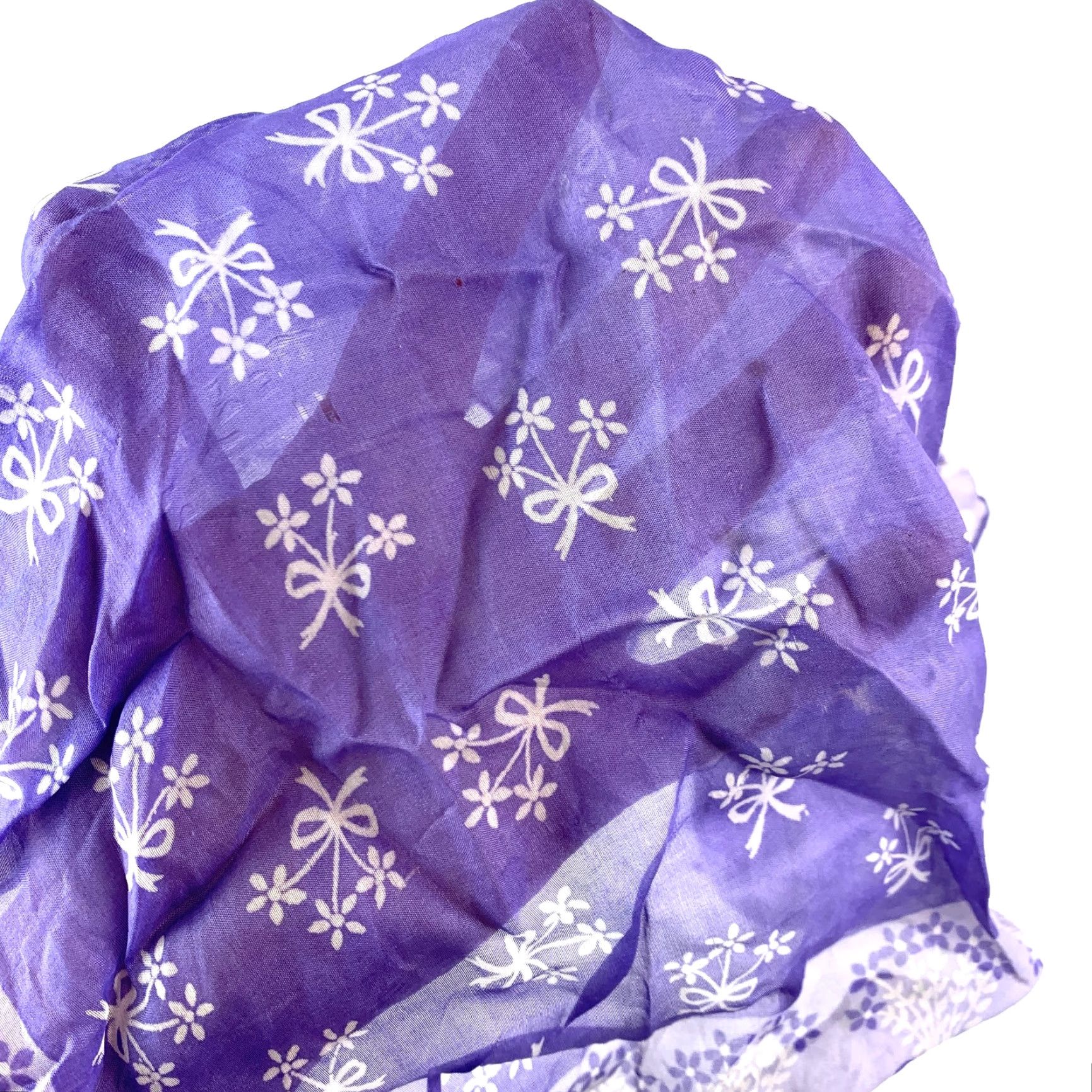 Vintage VINTAGE Floral Purple Scarf 15.5" x 15.5" Womens Scarf 60s 70s Cutter Size ONE SIZE - 4 Thumbnail