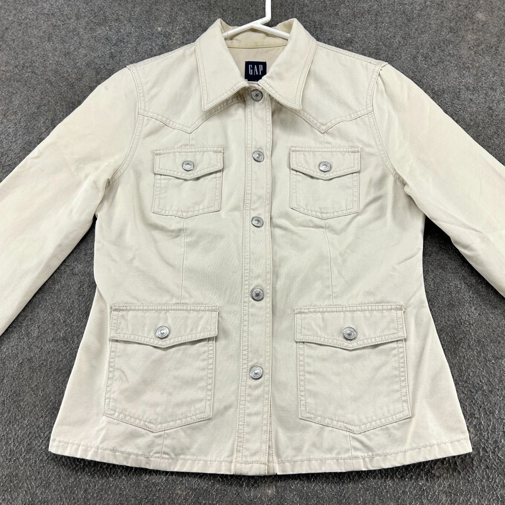 Gap VINTAGE Gap Jacket Womens Small Beige Khaki Regular Button Up Utility Safari Y2K 90s Size S / US 4 / IT 40 - 3 Thumbnail