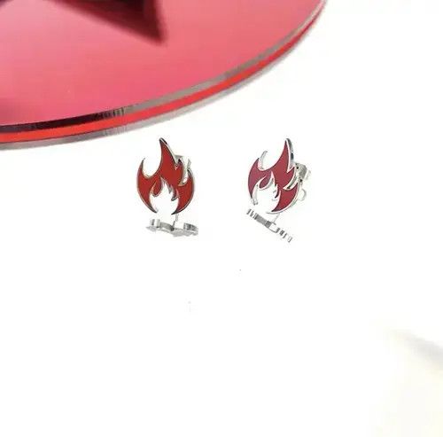Sterling Silver Vintage Flame earrings Size ONE SIZE - 4 Thumbnail