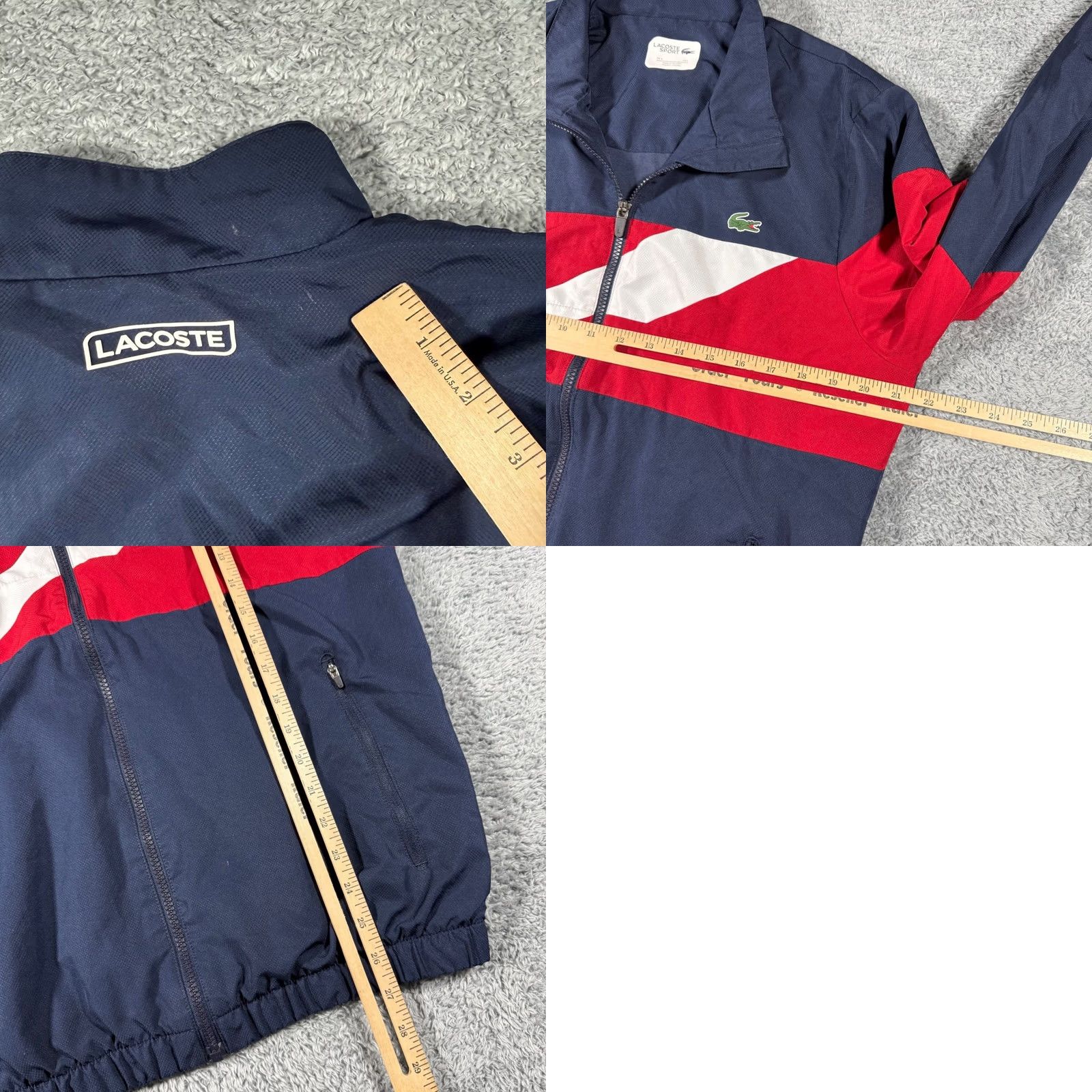 Lacoste Lacoste Multicolor Windbreaker Jacket Men Large Navy Red Colorblock Zip Full Zip Lightweight Pockets Logo Embroidered Size US L / EU 52-54 / 3 - 8 Thumbnail