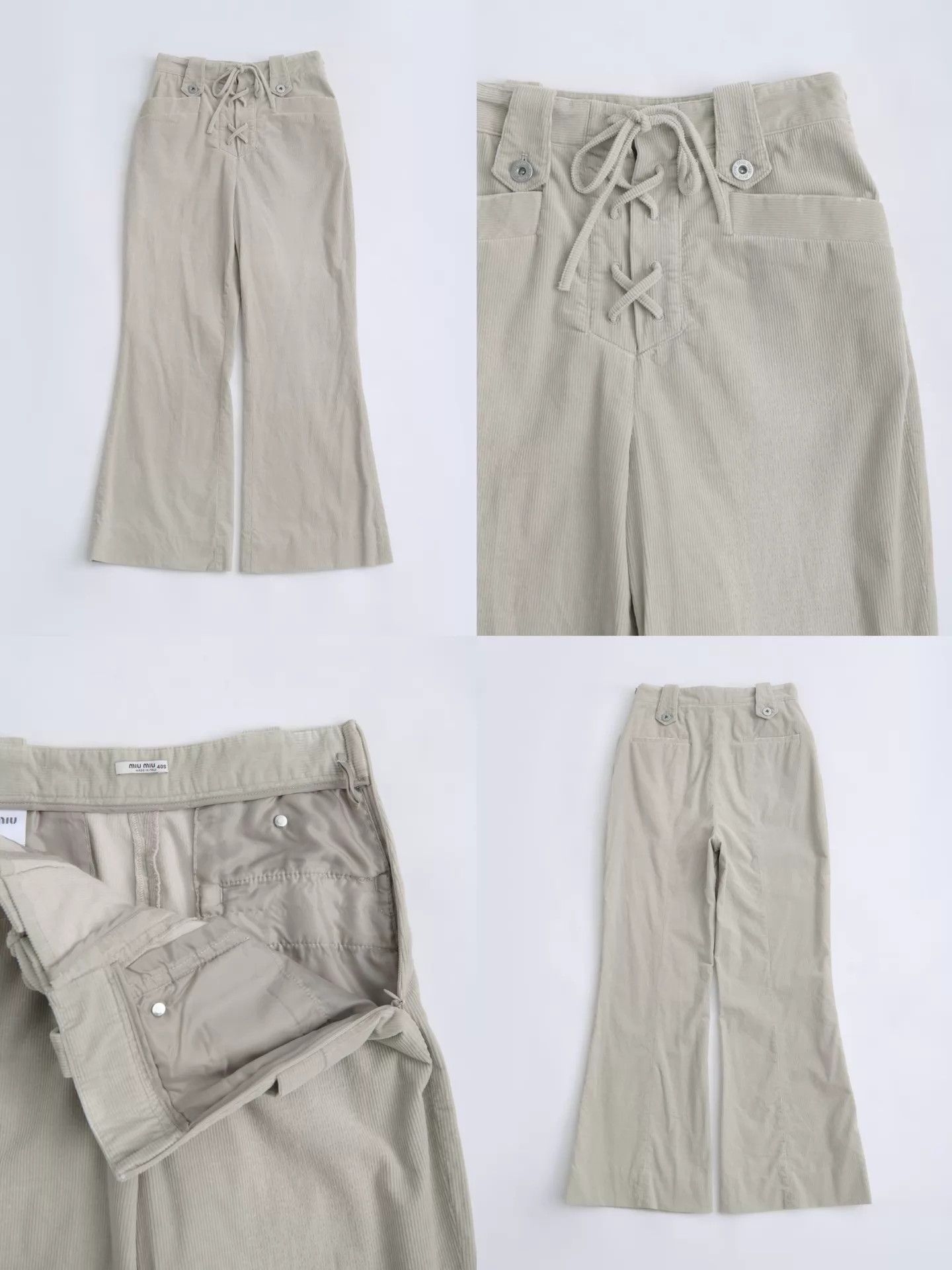 Miu Miu MIU MIU 2019AW Tie Belt Corduroy Military Wide Leg Pants Size 27" / US 4 / IT 40 - 8 Thumbnail