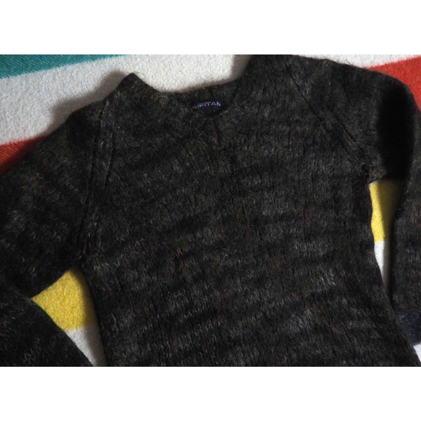 Vintage VTG 50s Puritan Wool Mohair Brown Black Grunge Distress Pullover Sweater Women S Size S / US 4 / IT 40 - 2 Thumbnail