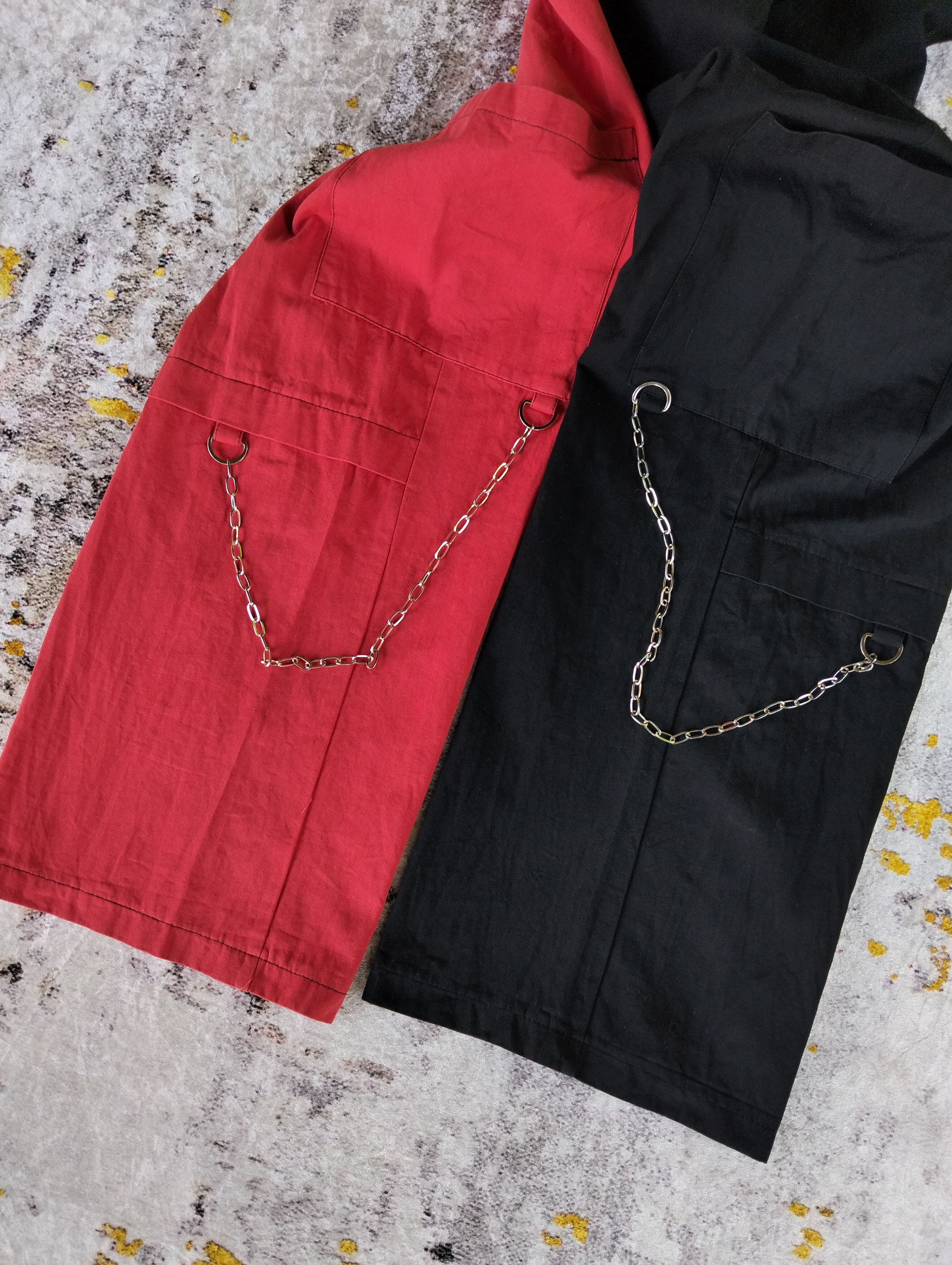 If Six Was Nine Romwe Hybrid Two Tone Baggy Wide Leg Cargo Pants Size US 27 - 8 Thumbnail
