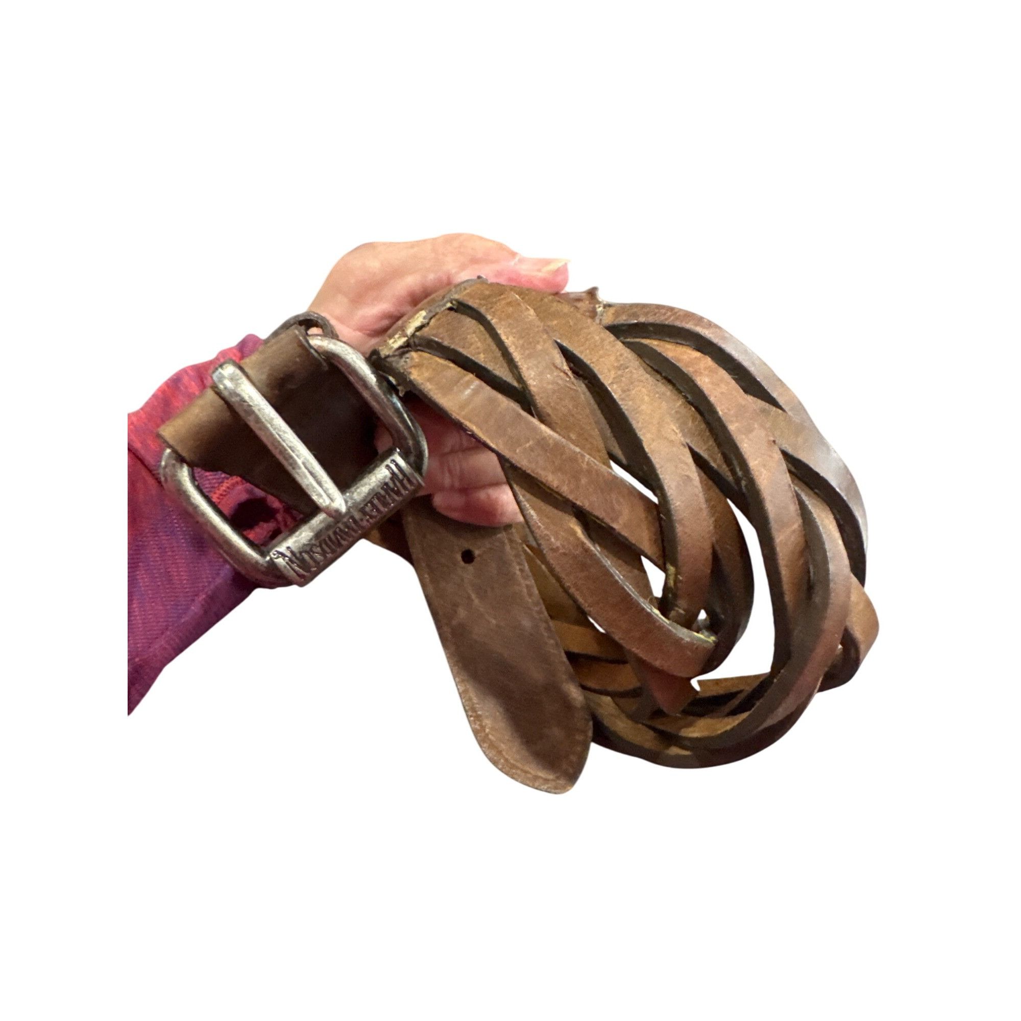 Harley Davidson Harley-Davidson Mens Brown Braided Leather waist belt Size 3 Size 36 - 15 Thumbnail