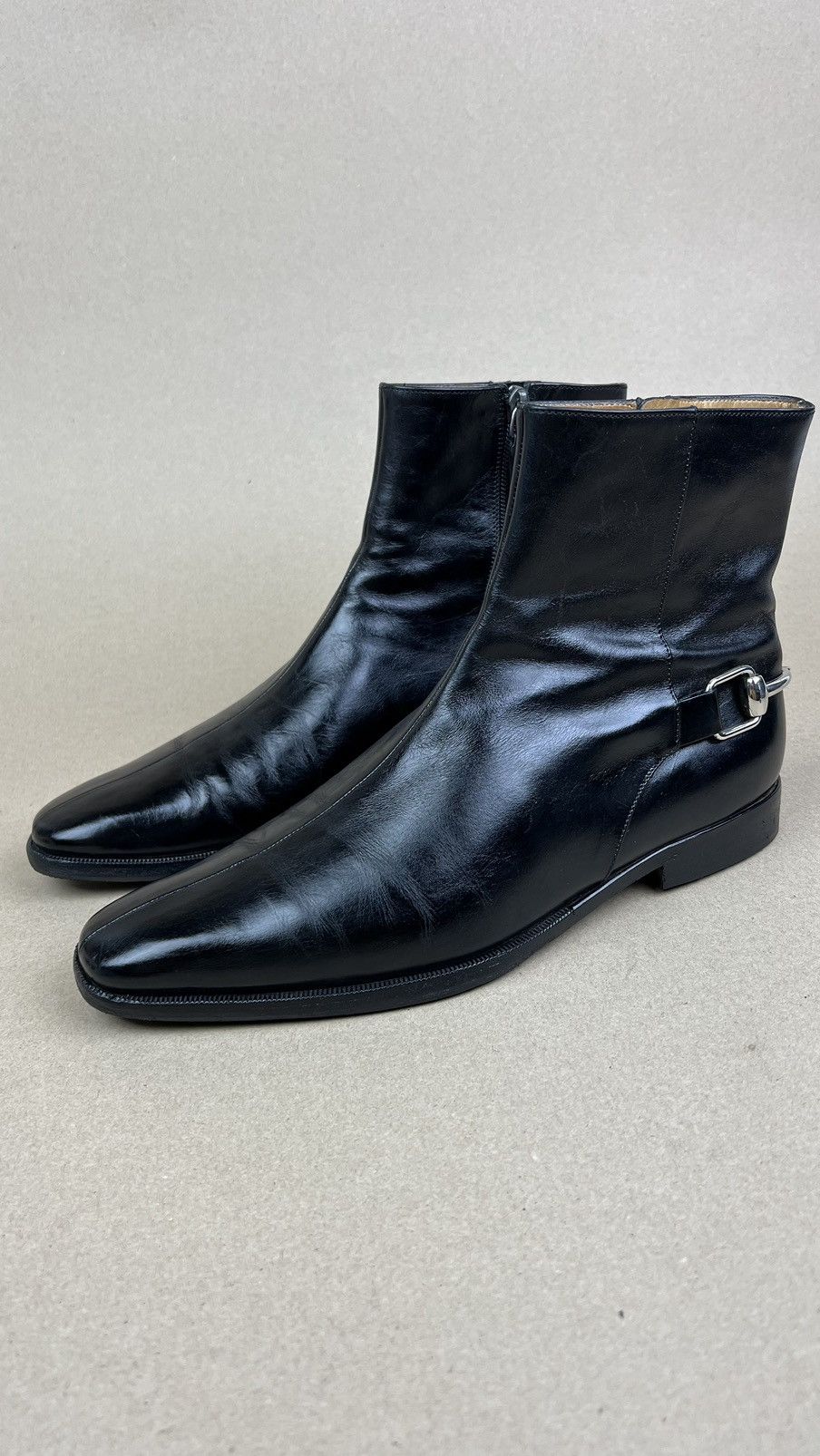 Gucci GUCCI Boots Ankle Leather Shoes HORSEBIT Side Zip Black Mens Size US 6.5 / EU 39-40 - 1 Thumbnail