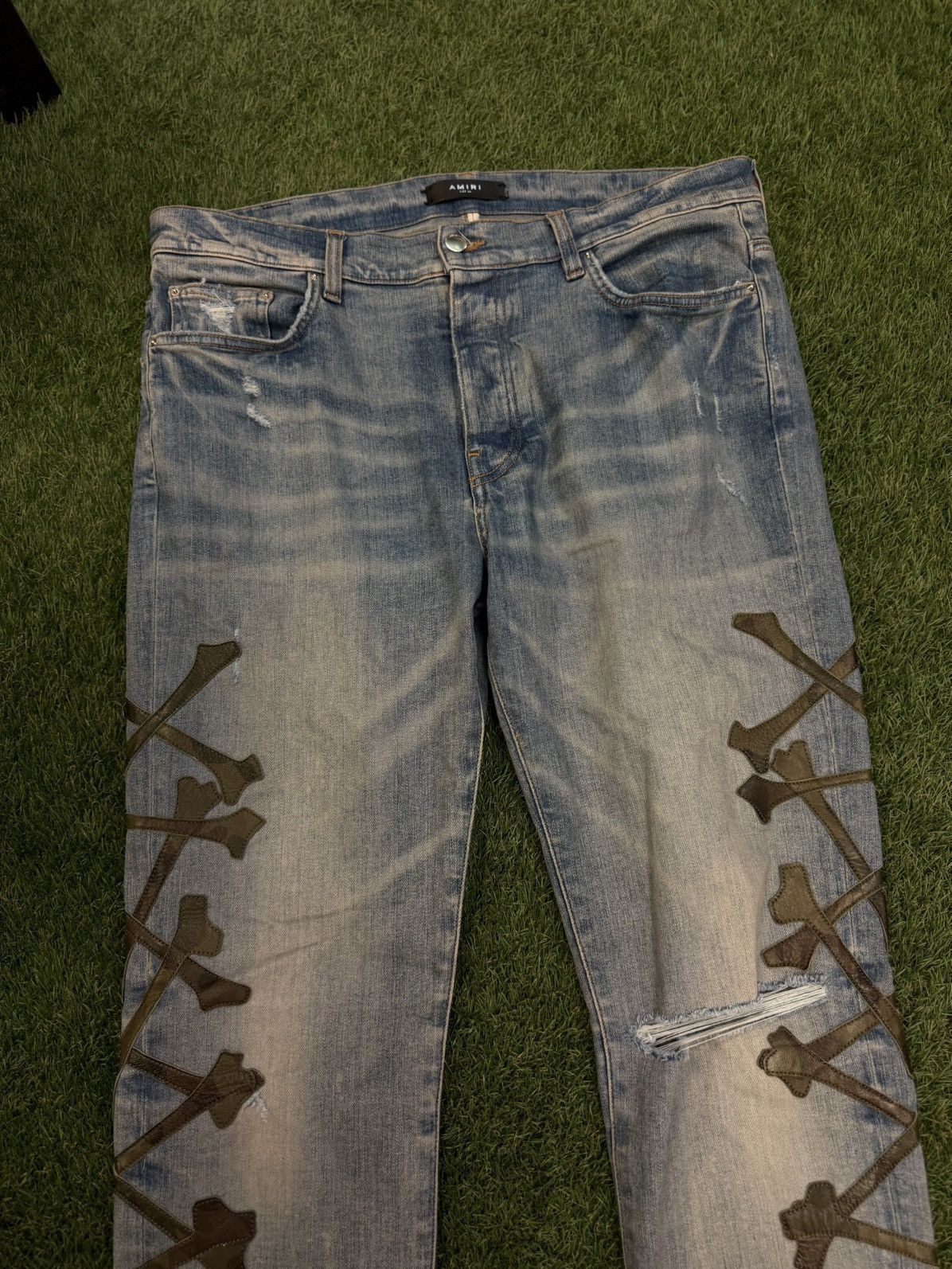 Amiri Amiri Jeans “Bones” Blue Pants Green Patch Rare Size 36 🧼 Size US 36 / EU 52 - 5 Thumbnail