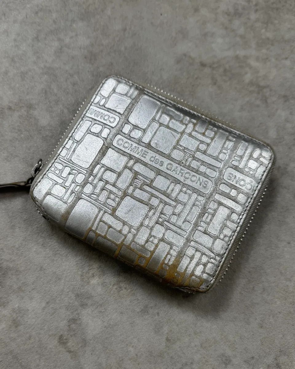 Comme des Garcons Comme des Garçons Silver Leather Brick Zip-Around Wallet Size ONE SIZE - 1 Thumbnail