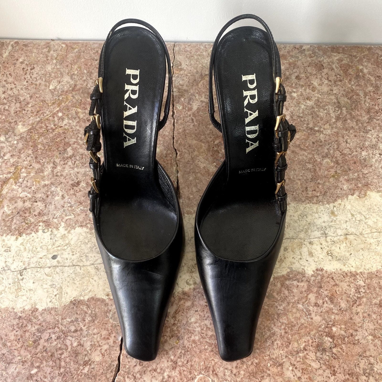 Prada Prada late-’90s multi-buckle square-toe slingback pumps Size US 5.5 / IT 35.5 - 2 Thumbnail