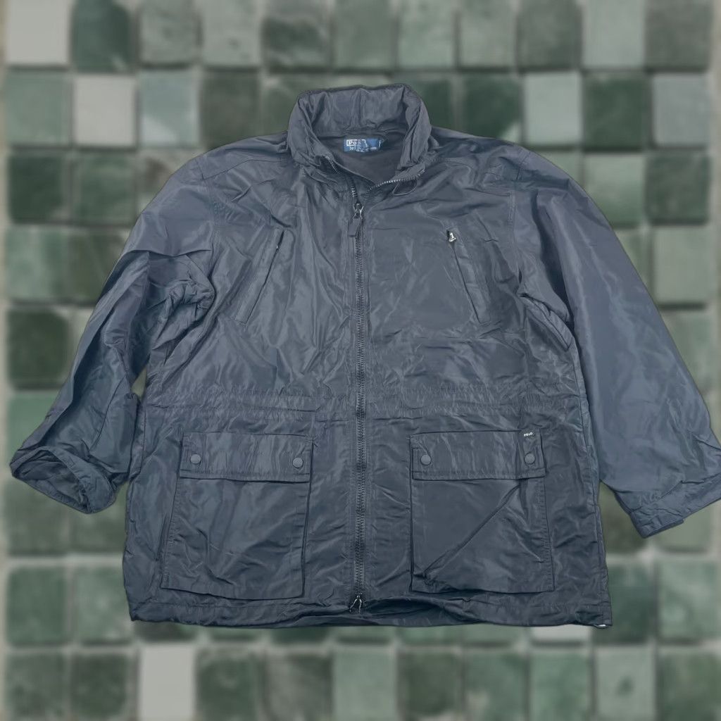 Polo Ralph Lauren VINTAGE Polo Ralph Lauren Rain Coat Jacket Men 2XL Black Foldable Hood Full Zip Vented Jacket Size US XXL / EU 58 / 5 - 1 Thumbnail