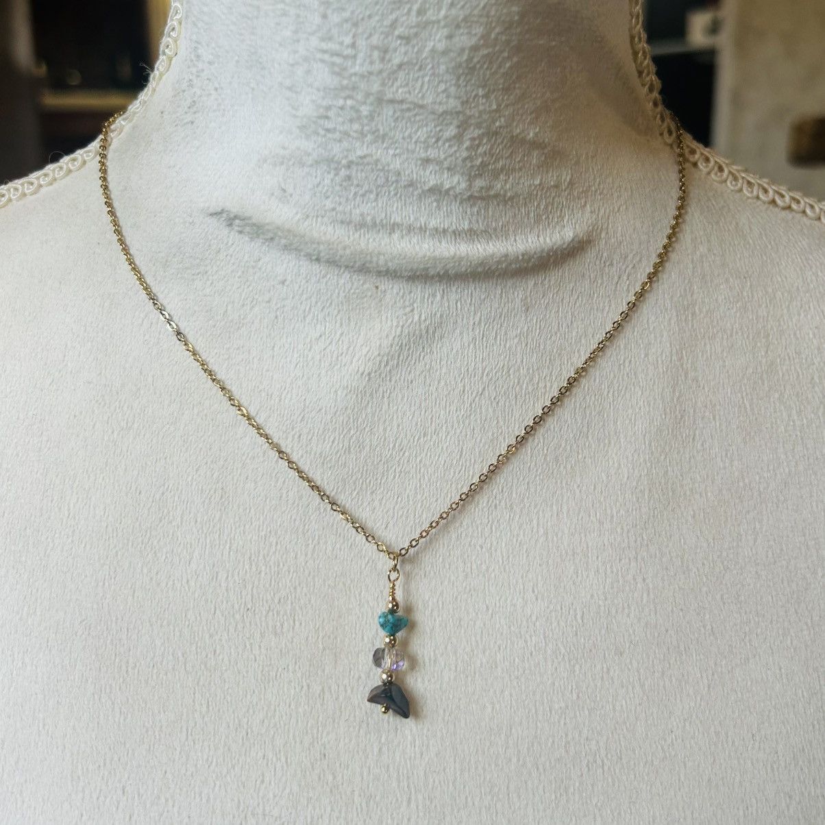 Handmade Handcrafted tigers eye turquoise crystal necklace set Size ONE SIZE - 5 Thumbnail