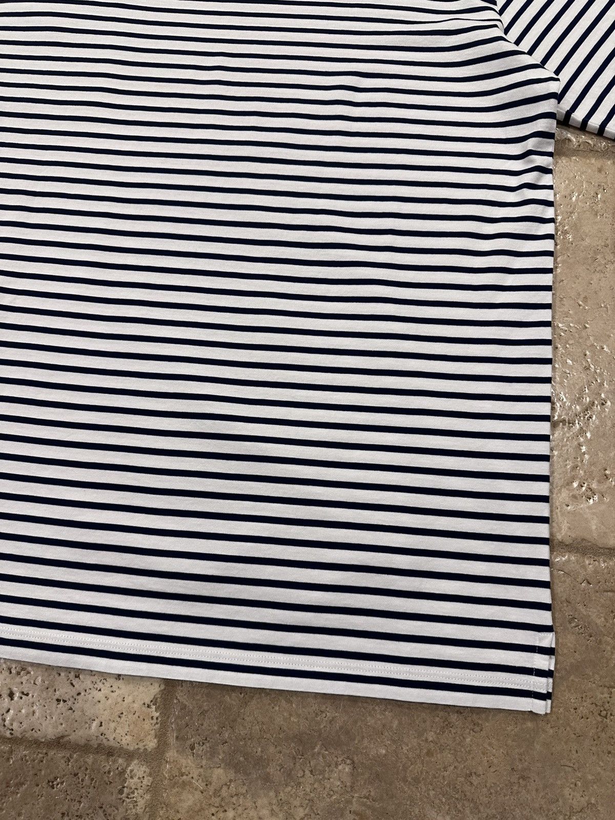 Prada Prada Striped Navy White Cotton Pocket Triangle Logo T-Shirt Size US XXL / EU 58 / 5 - 10 Thumbnail