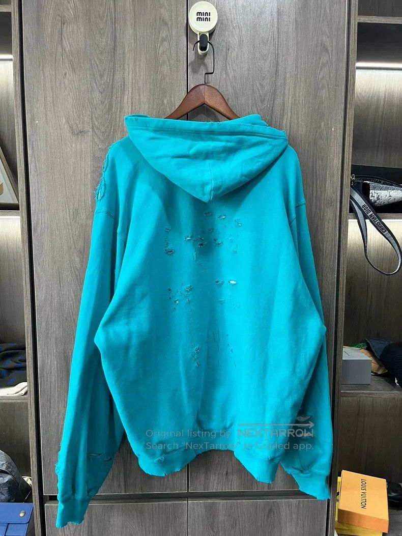 Balenciaga Balenciaga Lake green distressed hoodie Size US S / EU 44-46 / 1 - 2 Thumbnail