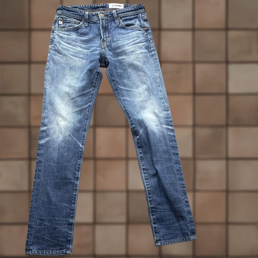 Denime AG Adriano Goldschmied The Tellis Jeans Slim Taper Blue 29R 29x31 Denim Stretch Mens Pants Size US 29 - 1 Thumbnail