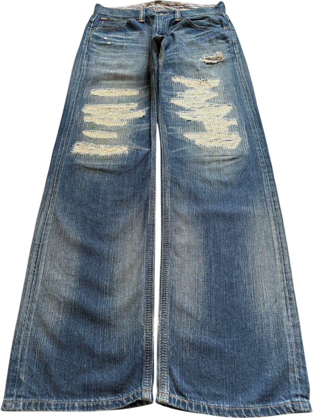 Edwin Exclusive Vintage Edwin Mud Wash Sashiko Distress Baggy Jean Size US 34 / EU 50 - 1 Thumbnail