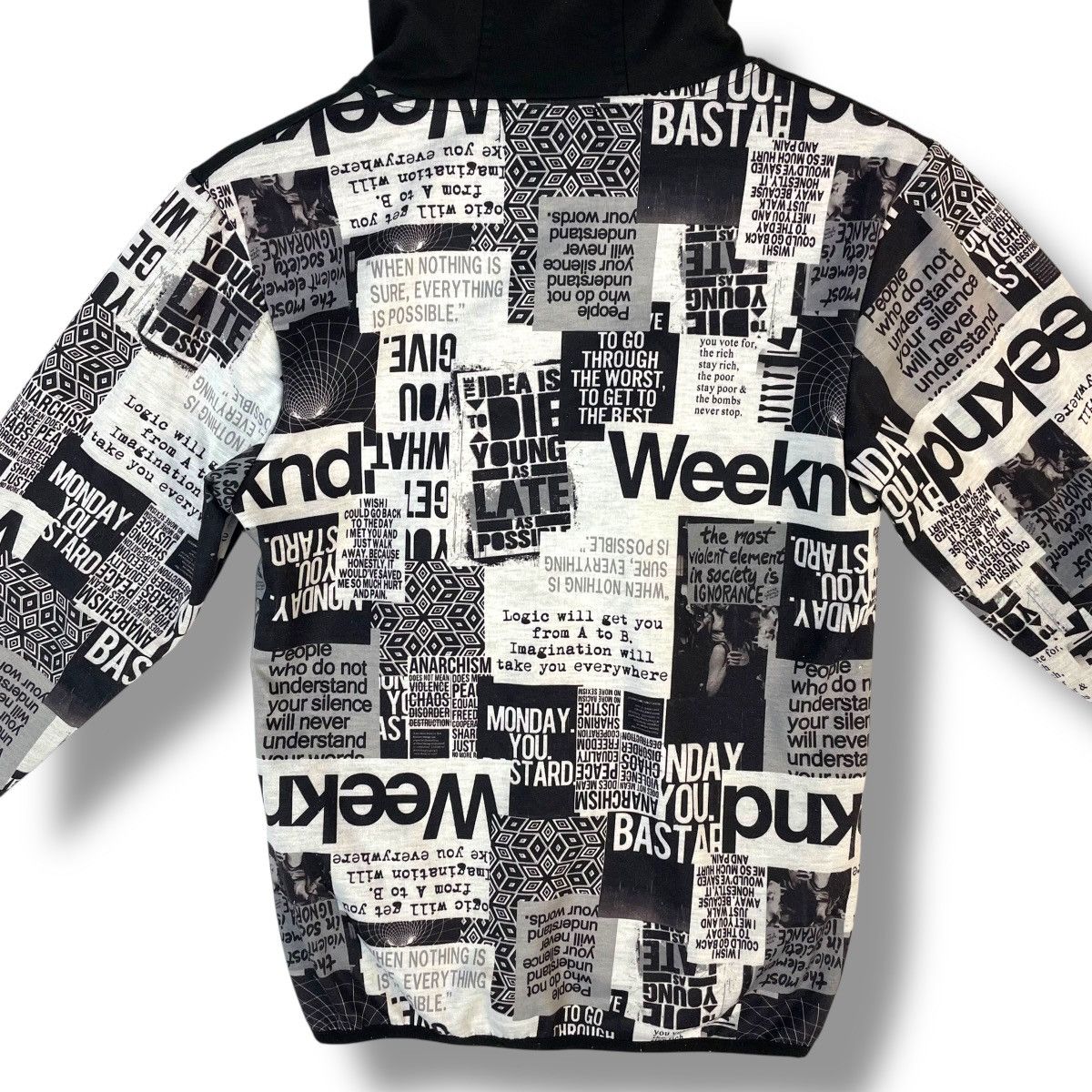 20471120 SHISKY NEWSPAPER WORDING ANARCHY SEDITIONARIES PUNK JACKET Size US S / EU 44-46 / 1 - 15 Thumbnail