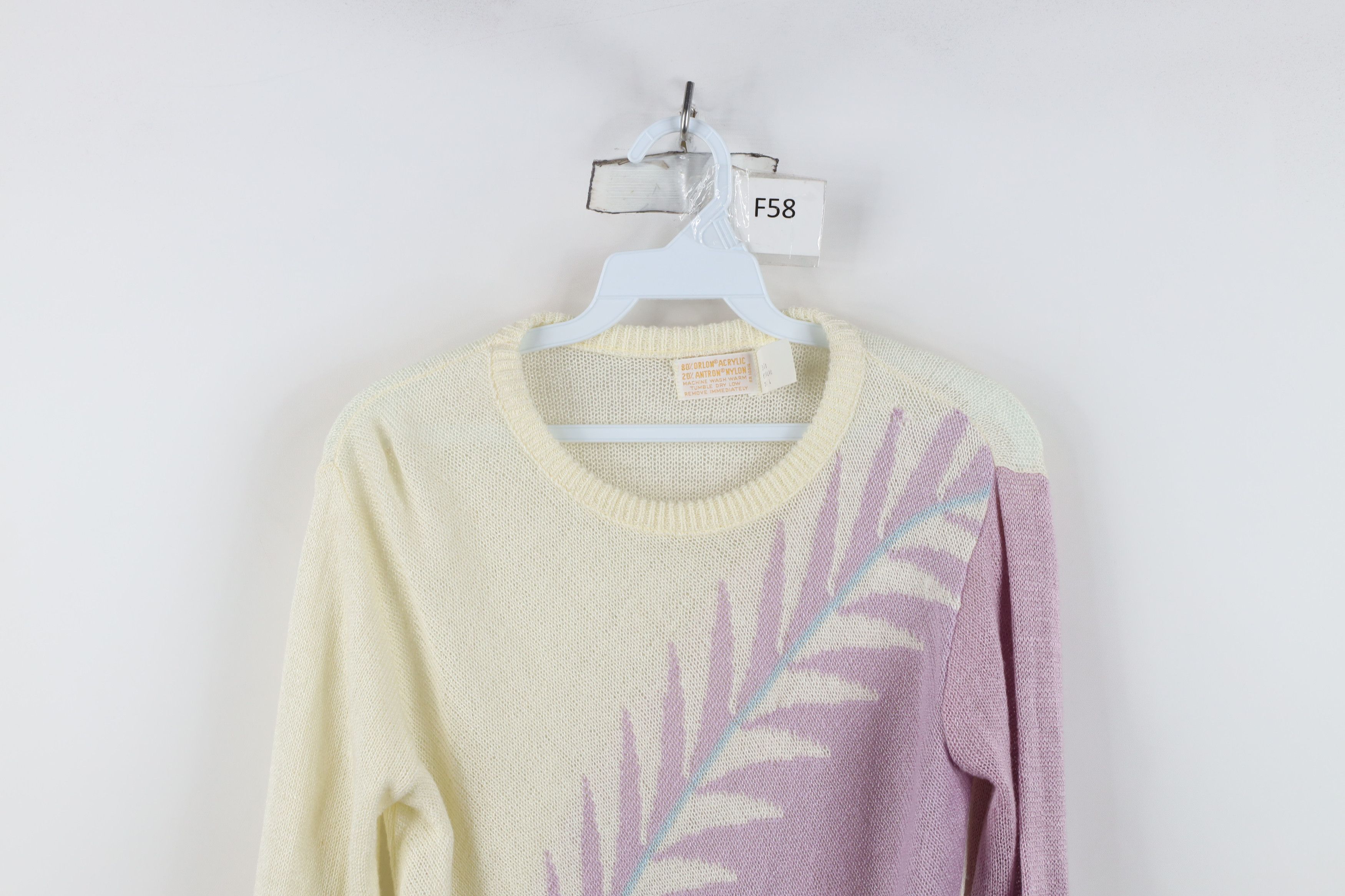 Vintage Vintage 70s 80s Mid Mod Loose Knit Nature Leaf Sweater Size L / US 10 / IT 46 - 2 Thumbnail