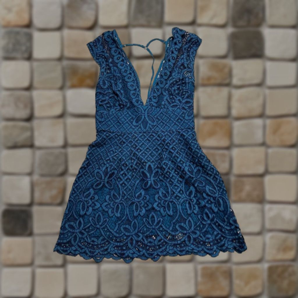 Free People Dress Womens 2 Blue Lace Cotton Blend Blouson Dress -  ilac.rochib.com