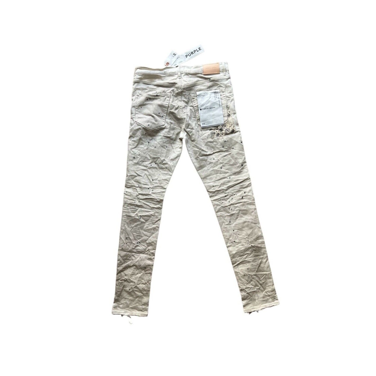 Purple Brand Purple Brand Jeans Mens Slim Fit P001 Cream Size 34/32 Size US 34 / EU 50 - 4 Thumbnail
