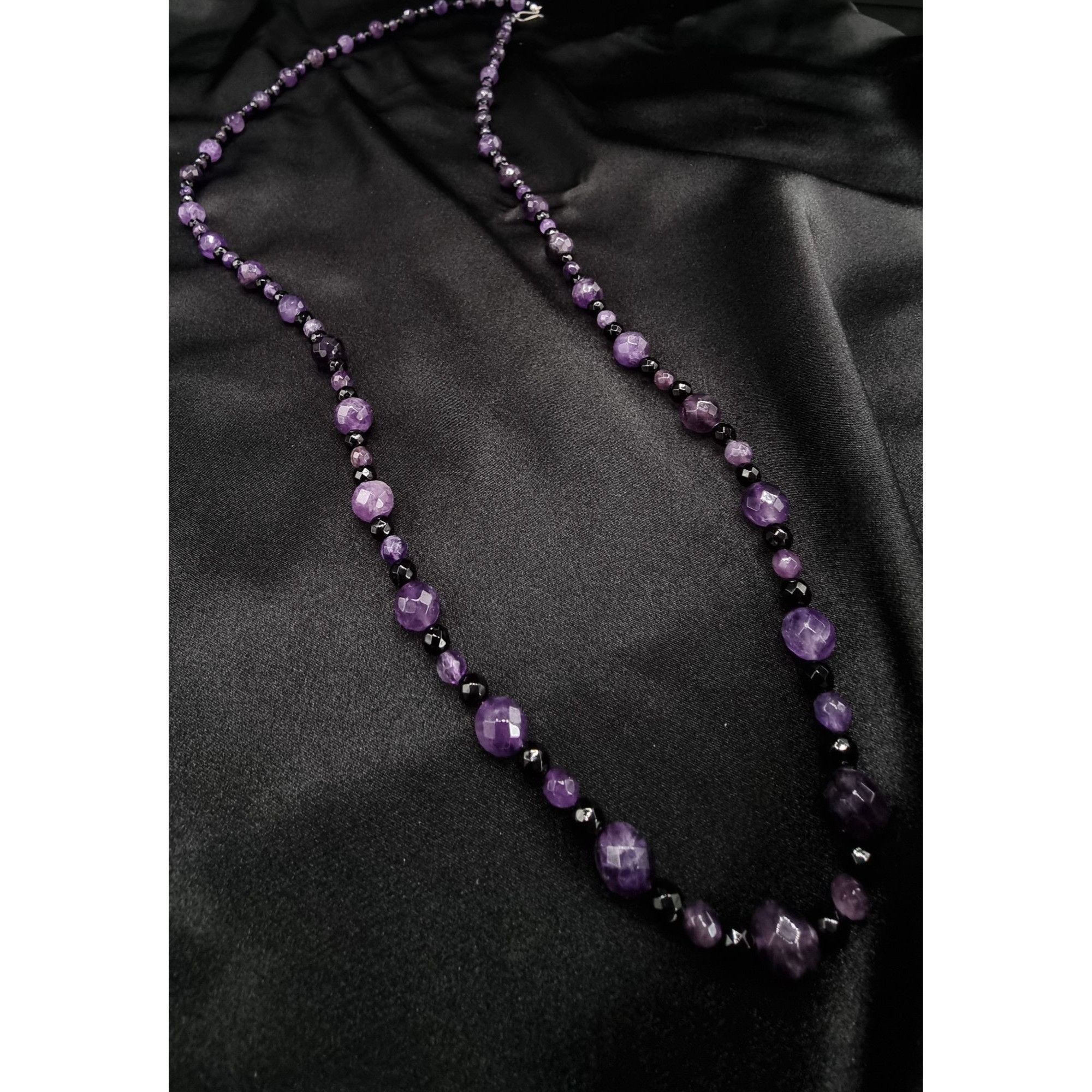 Vintage Jay King Mine Finds Amethyst & Onyx Long Necklace With 925 S Size ONE SIZE - 2 Thumbnail
