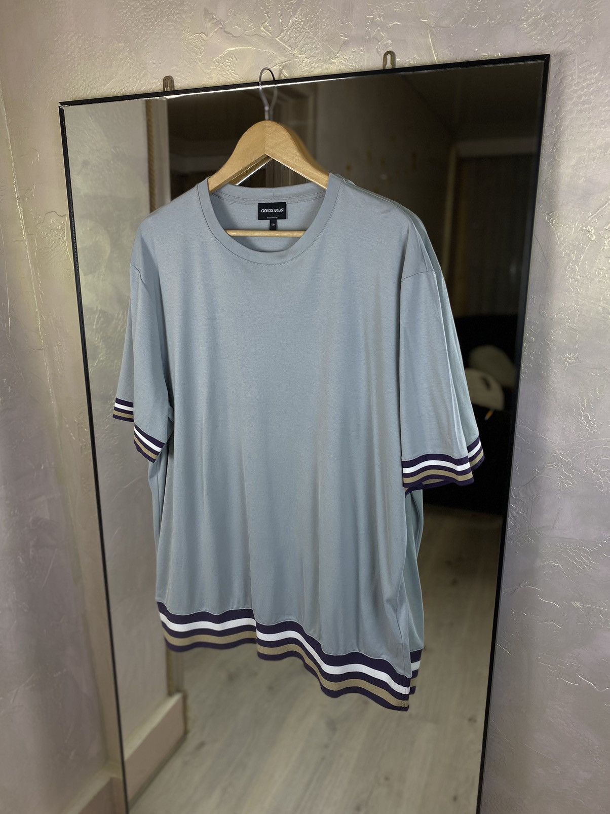 Emporio Armani Giorgio Armani Oversized Ribbed Trim T-Shirt | Sky Blue Size US XXL / EU 58 / 5 - 1 Thumbnail