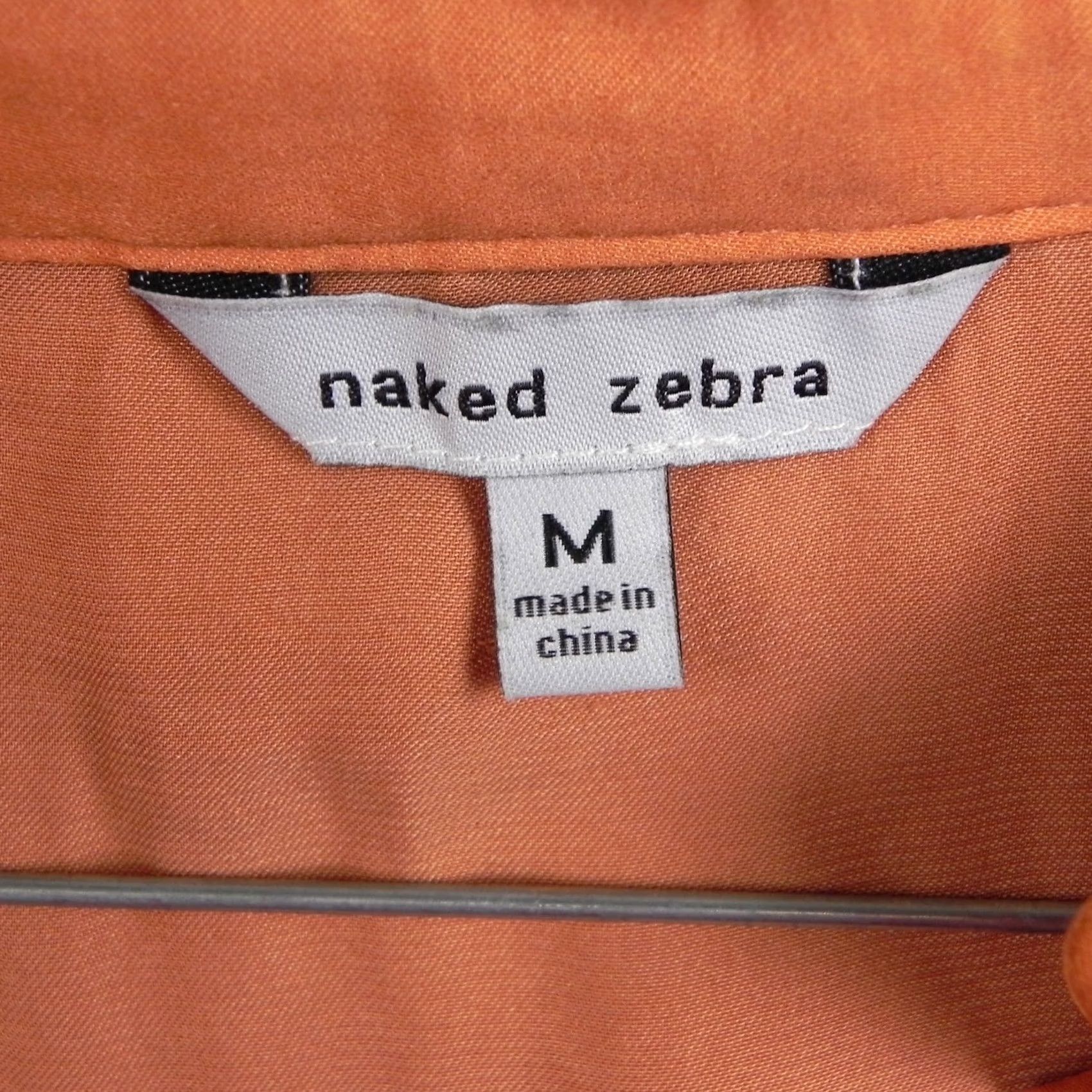 Vintage Naked Zebra Blouse Womens Medium Pleated V-Neck Sheer Orange Short Sleeve Top Size M / US 6-8 / IT 42-44 - 4 Thumbnail