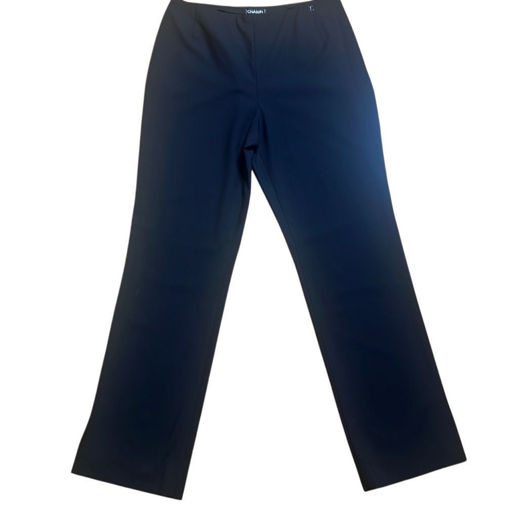 NWT Chanel Vintage Wool Black Straight Classic Pants 8 10