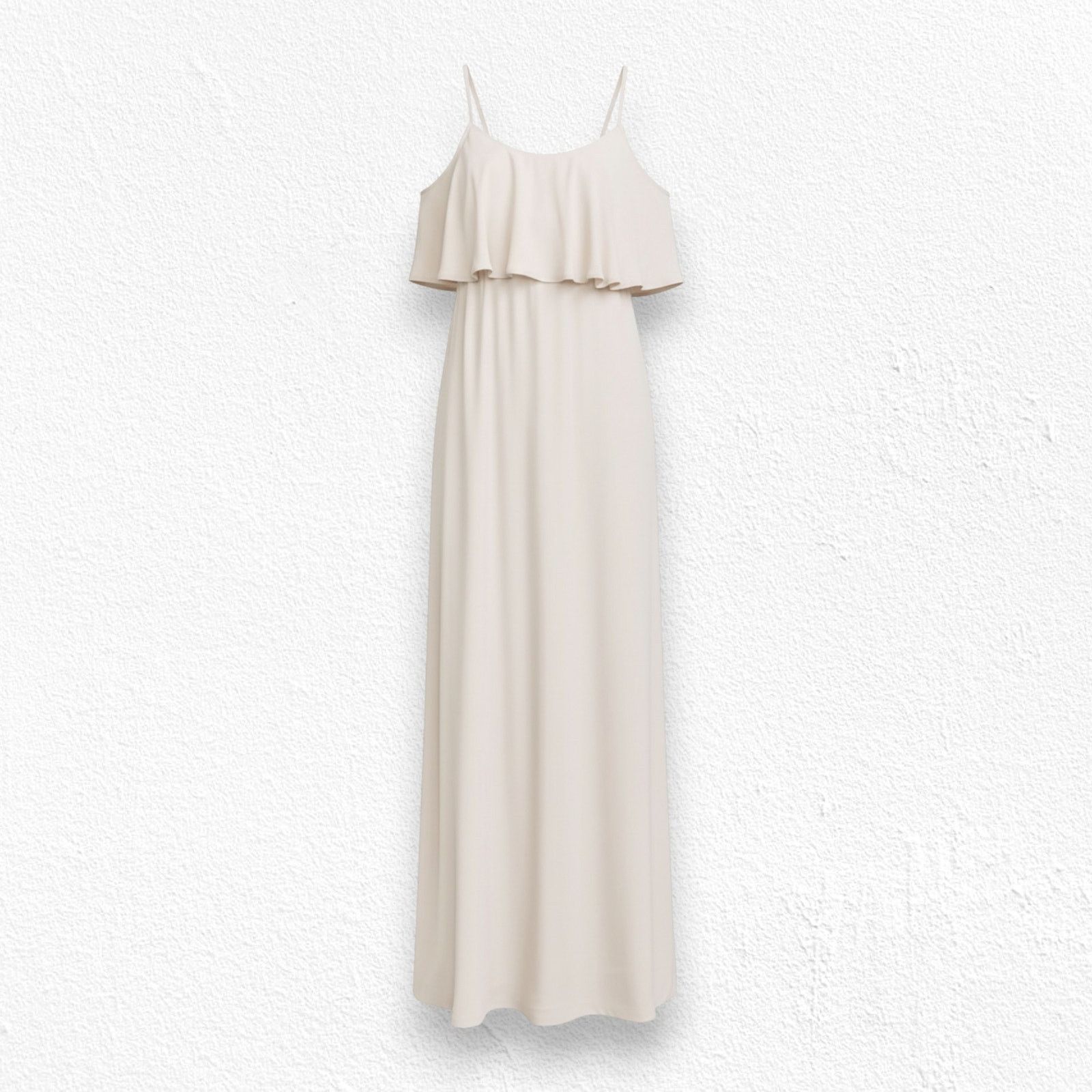 Show Me Your Mumu Beige Caitlin Ruffle Maxi Dress Size XS