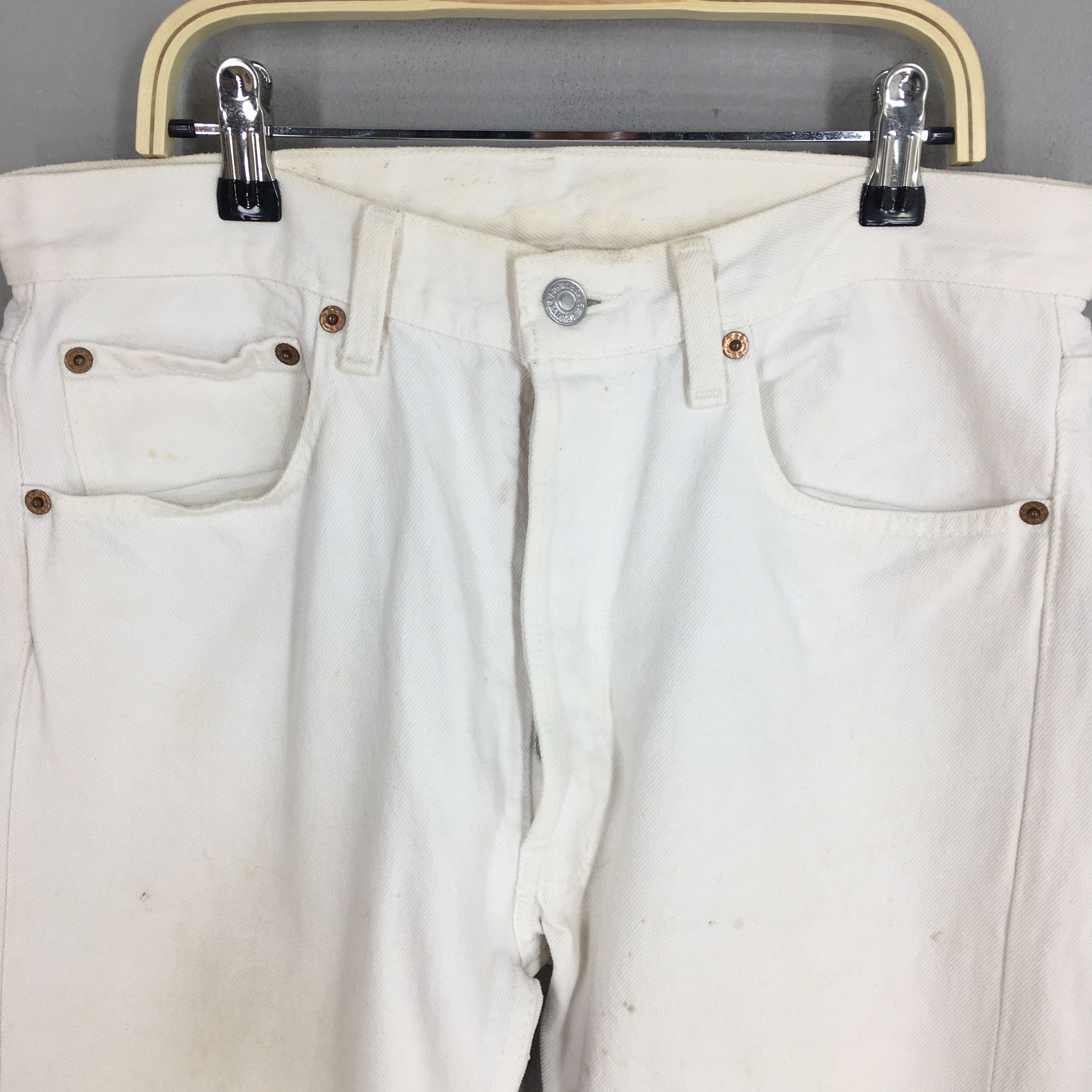 Levi's Size 30x30 Vintage 90s Levi's 501 White Dirty Jeans S1789 Size US 30 / EU 46 - 2 Thumbnail