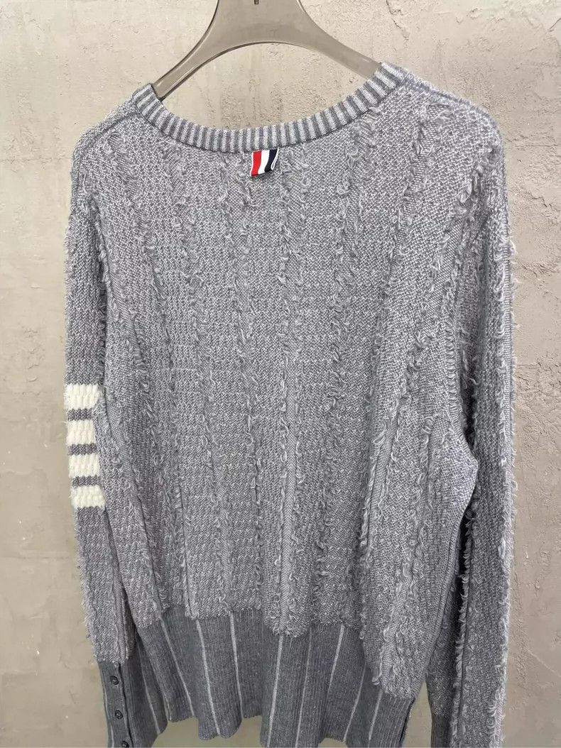 Thom Browne Thom Browne size1 Gray striped tasselled wool sweater Size US S / EU 44-46 / 1 - 4 Thumbnail
