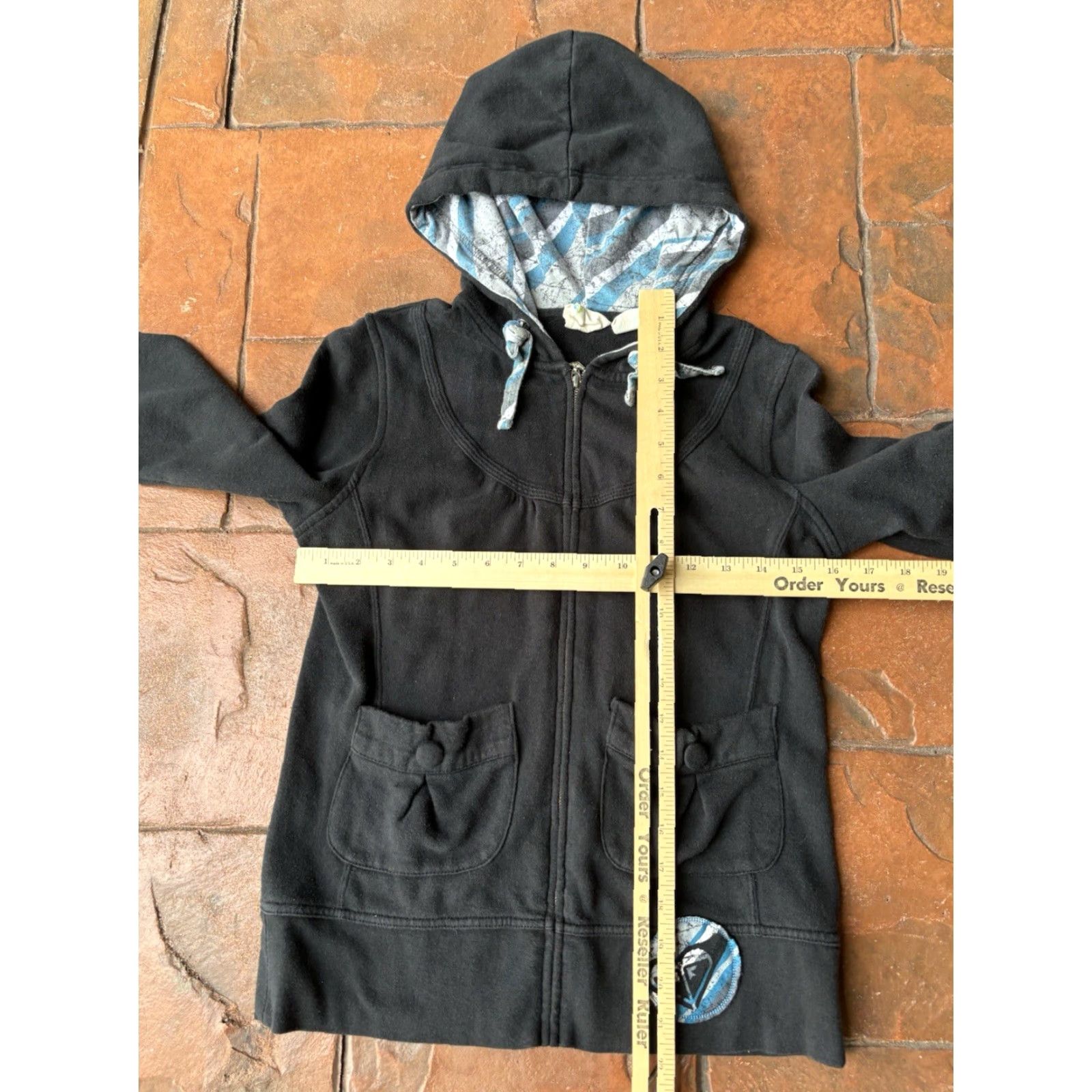 Vintage VINTAGE ROXY Hoodie (Zip Up) Black Medium Womens Y2K Surf 80s 90s Grunge Emo Casual Floral Thumbholes Size M / US 6-8 / IT 42-44 - 7 Thumbnail
