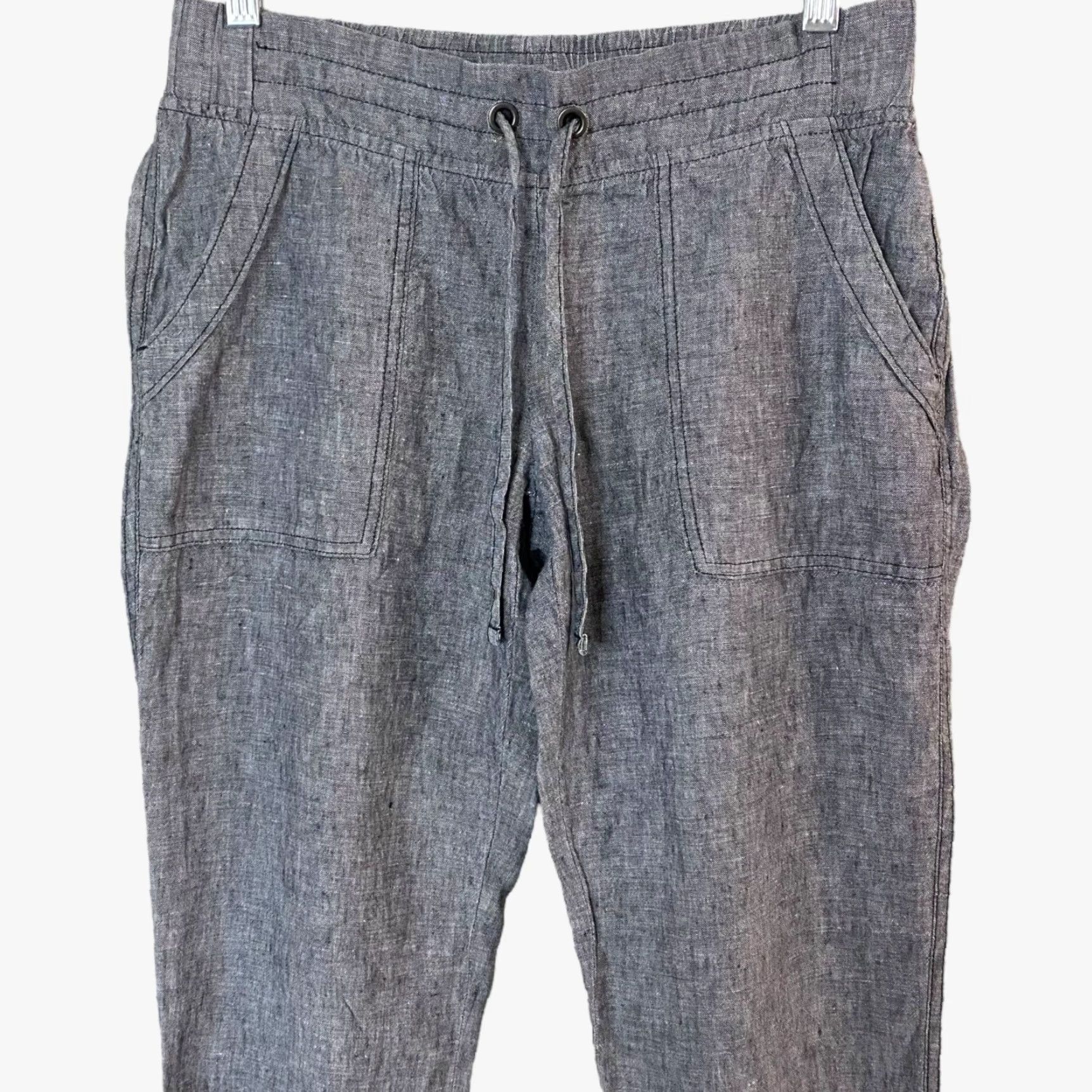 Athleta Athleta Linen Ankle Pant Gray Women's Size 4 Drawstring Cropped Casual Comfort Size 27" / US 4 / IT 40 - 4 Thumbnail