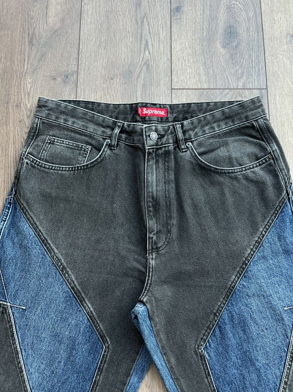 Supreme Supreme 2-Tone Paneled Denim Jeans “Black” 34 Size US 34 / EU 50 - 2 Thumbnail